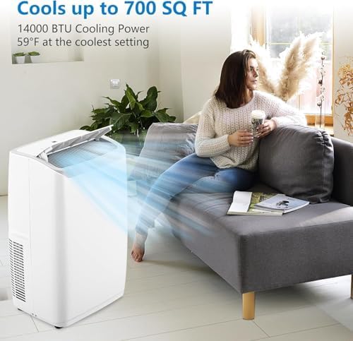 TrailBlaze Portable Air Conditioner,14000 BTU 3-IN-1 Cooling AC Unit with Dehumidifier & Fan, Cools Room up to 750 Sq.Ft, Air Cooler with Remote Control/24Hrs Timer/Moveable Wheels/Washable Filter