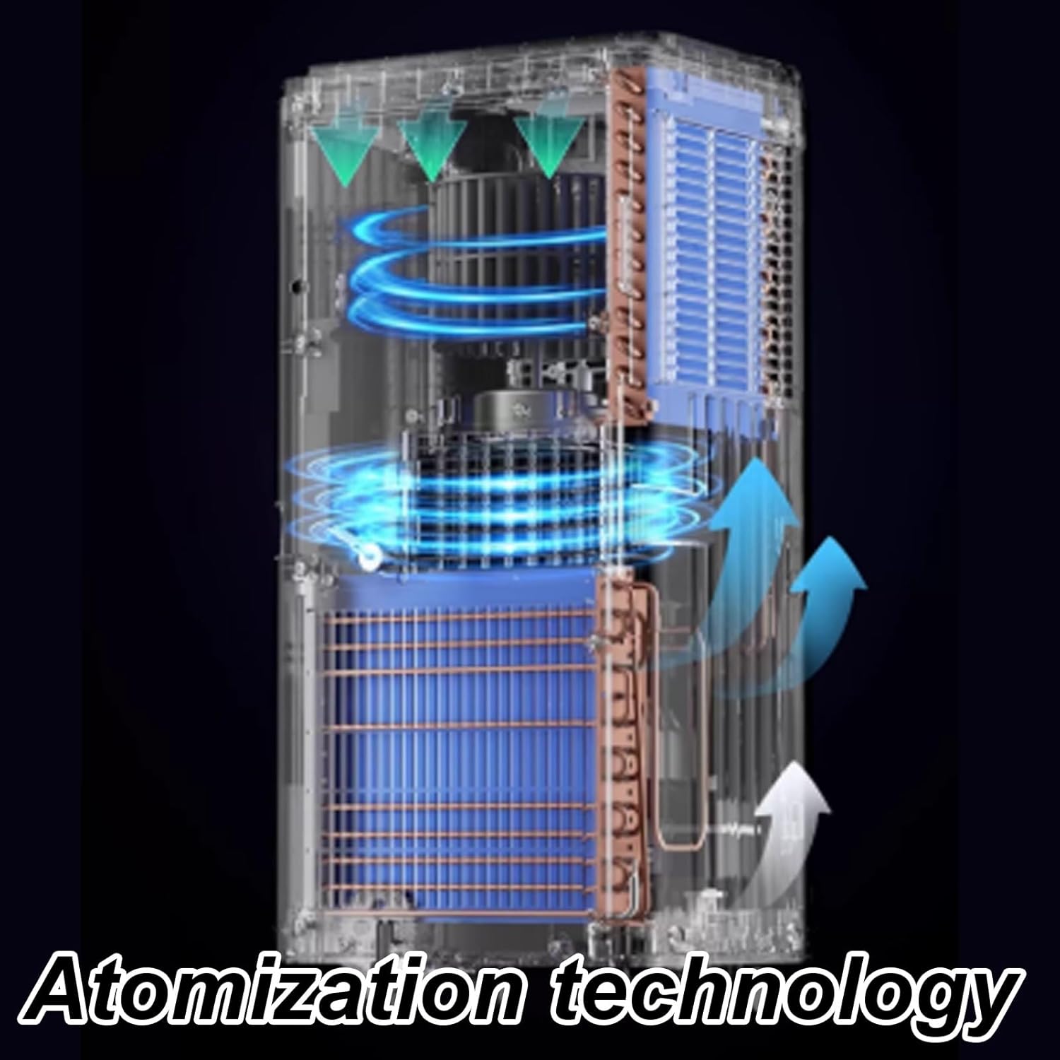 No Vent Portable Air Conditioner 2 Wind Speeds Room Ac Unit with 360° Universal Wheels and Remote Control 24H Timer, Bedroom, Office, Apartments 220V(33.4 * 32.8 * 69cm)