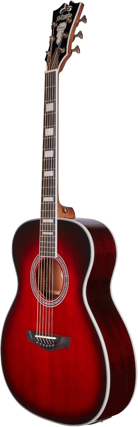 D'Angelico Electro Acoustic 6 String Guitar, Right, Trans Black Cherry Burst (DAPOMTBCBAPS)