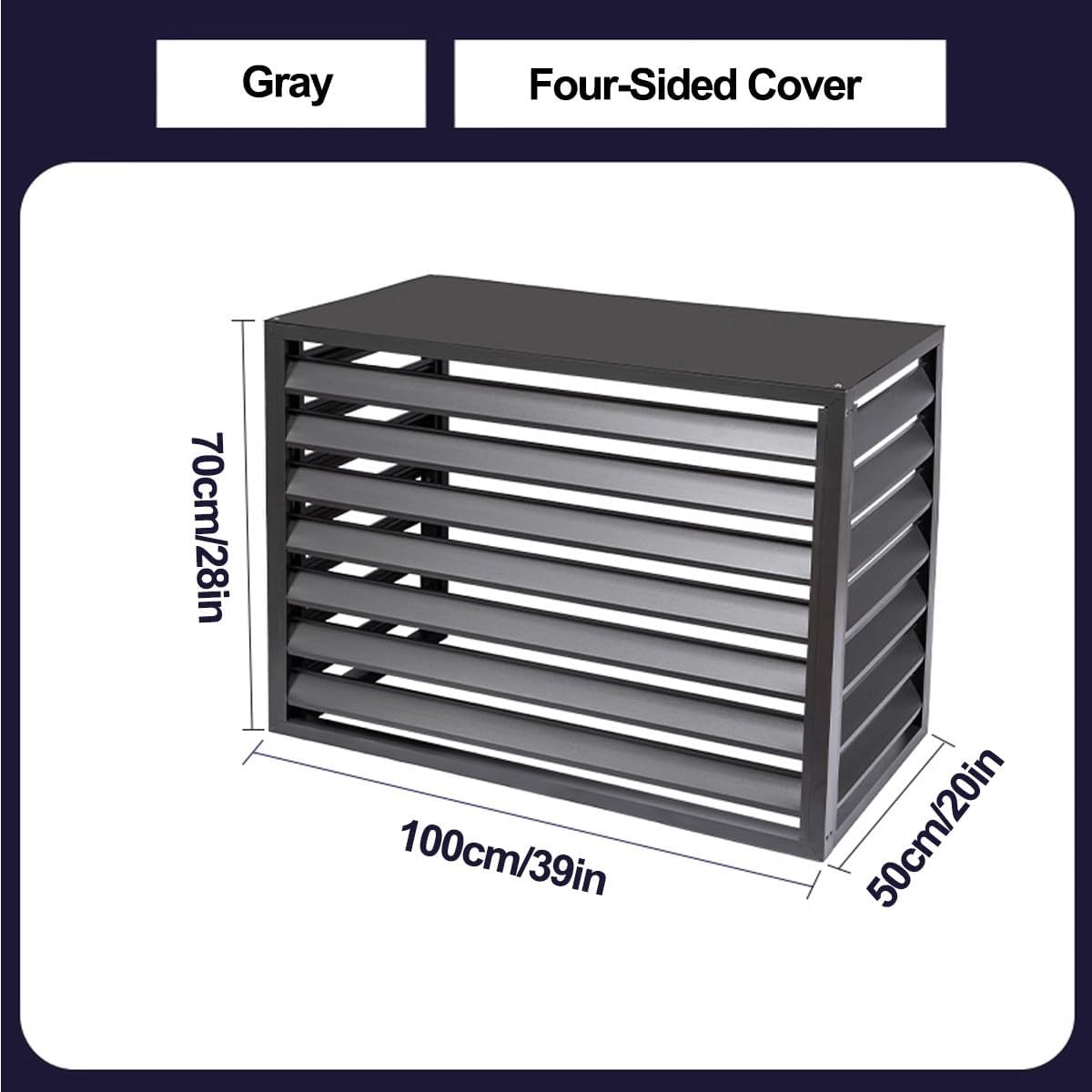 Air Conditioner Covers Flower Rack For Outside Units, Aluminum Detachable Outer Frame Protective Cover, Louvered Plant Shelf Balcony Garden Rust Proof AC Cove(Cream,110*80*60cm)