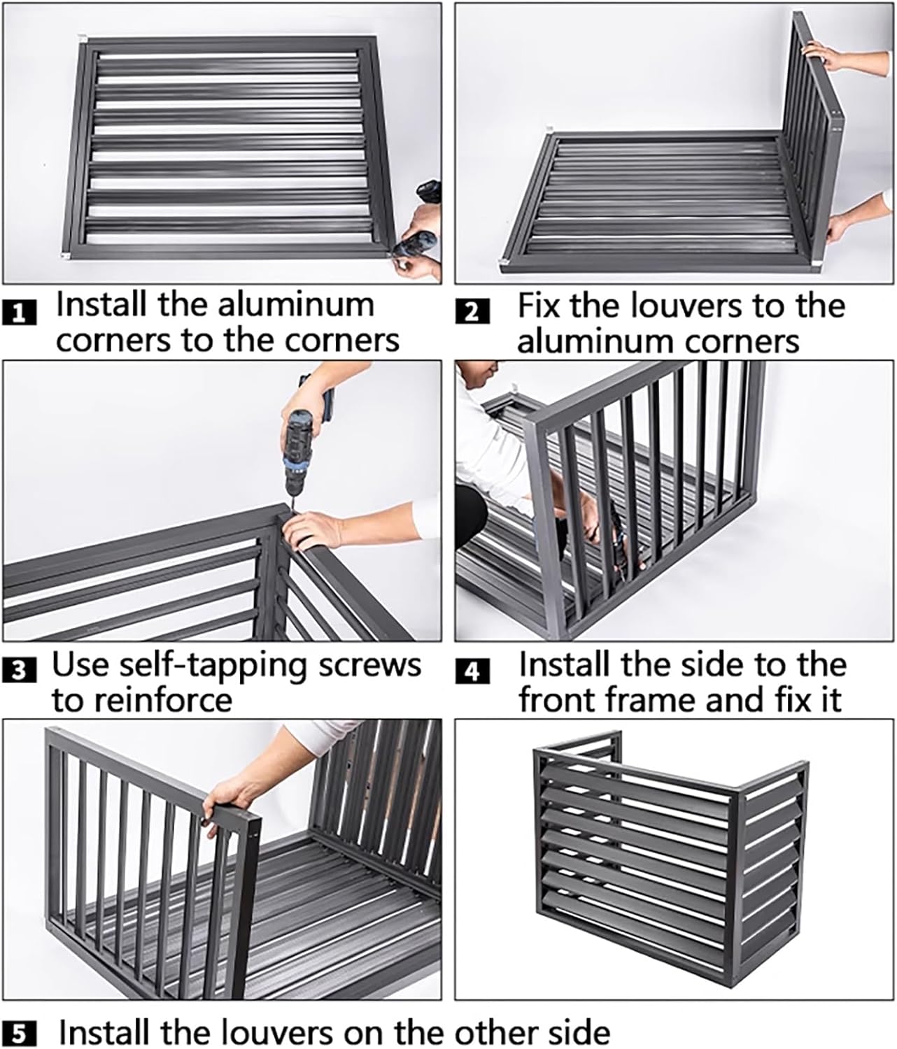 Outdoor Privacy Screen Air Conditioner Cover for Outside Units, Aluminum All Weather Protective Cover, Outdoor AC Unit Cover Trash Can Enclosure Free Standing Flower Stand Garden F