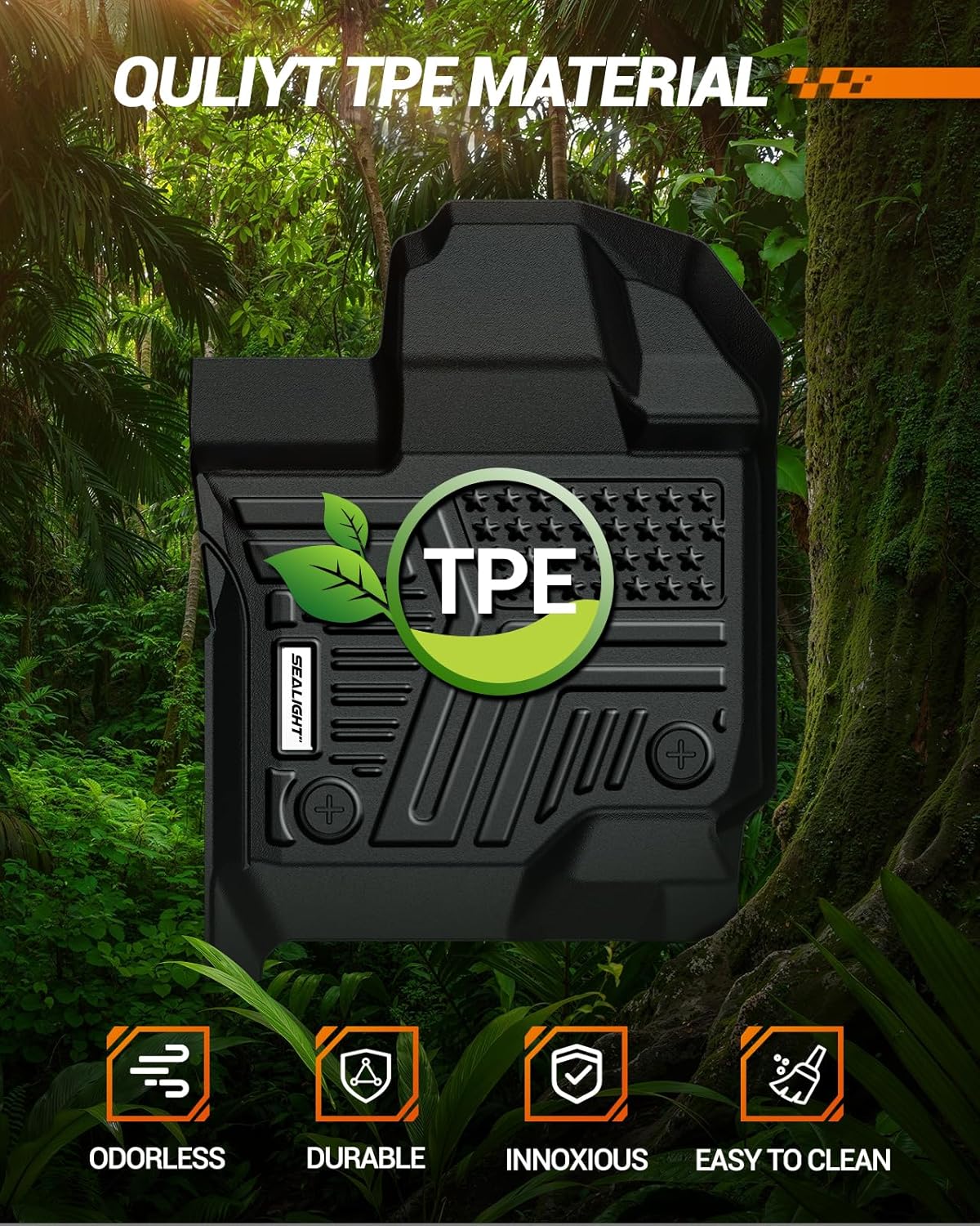 SEALIGHT All Weather Floor Mats for 2019-2026 Chevy Silverado GMC Sierra 1500 Accessories / 2020-2026 Sierra 2500 HD/3500 HD Crew Cab, Non-Slip TPE, Odorless, Easy to Clean, Waterproof, Custom Fit