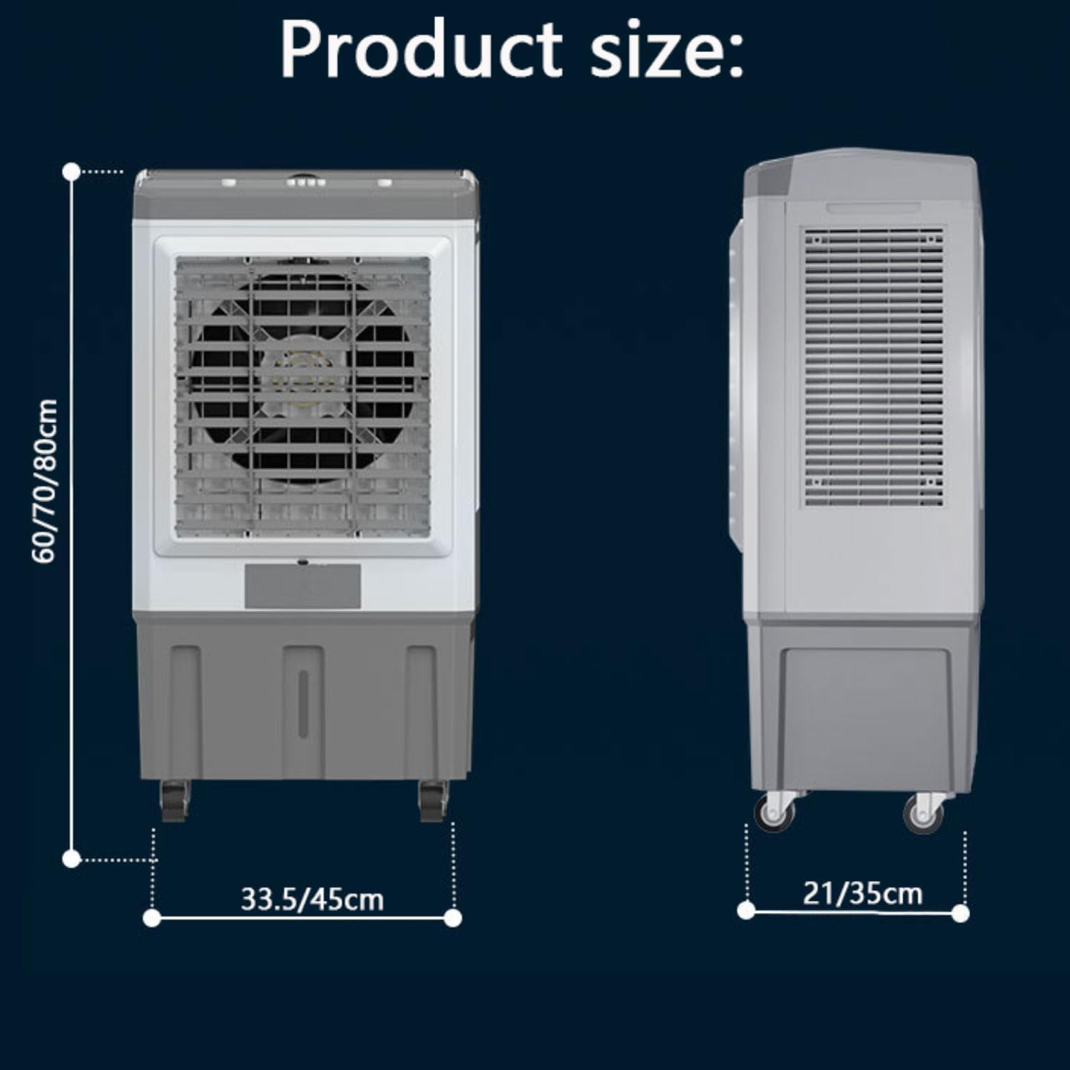 Portable Air Conditioner with 120° Oscillating Air Cooler with 3Speeds 12 Hour Timer Large Water Tank No Hose Needed Portable Air conditioning unit for Room Office Up to 120-150㎡