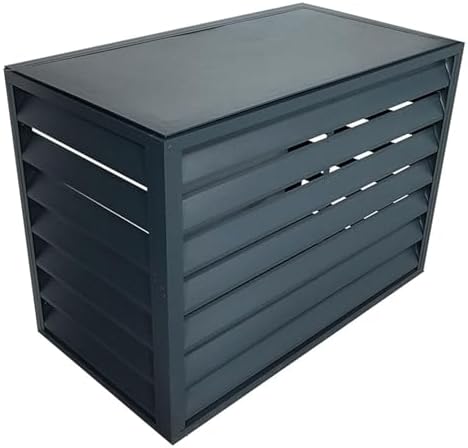Outdoor Air Conditioner Cover Aluminum, All Weather Protective Cover, Trash Can Enclosure Freestanding Privacy Screen Fence Panels AC Unit Cover Flower Stand Condenser Protective Cover (Color : Grey