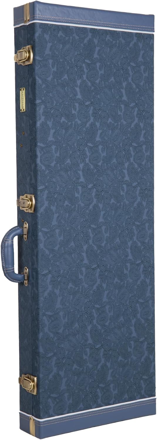 Crossrock Relief Series Electric Guitar Case for Strat & Tele | Carved Smoke Blue Finish, Monochrome Blue Velvet Interior, Lock (CRW630ESB)