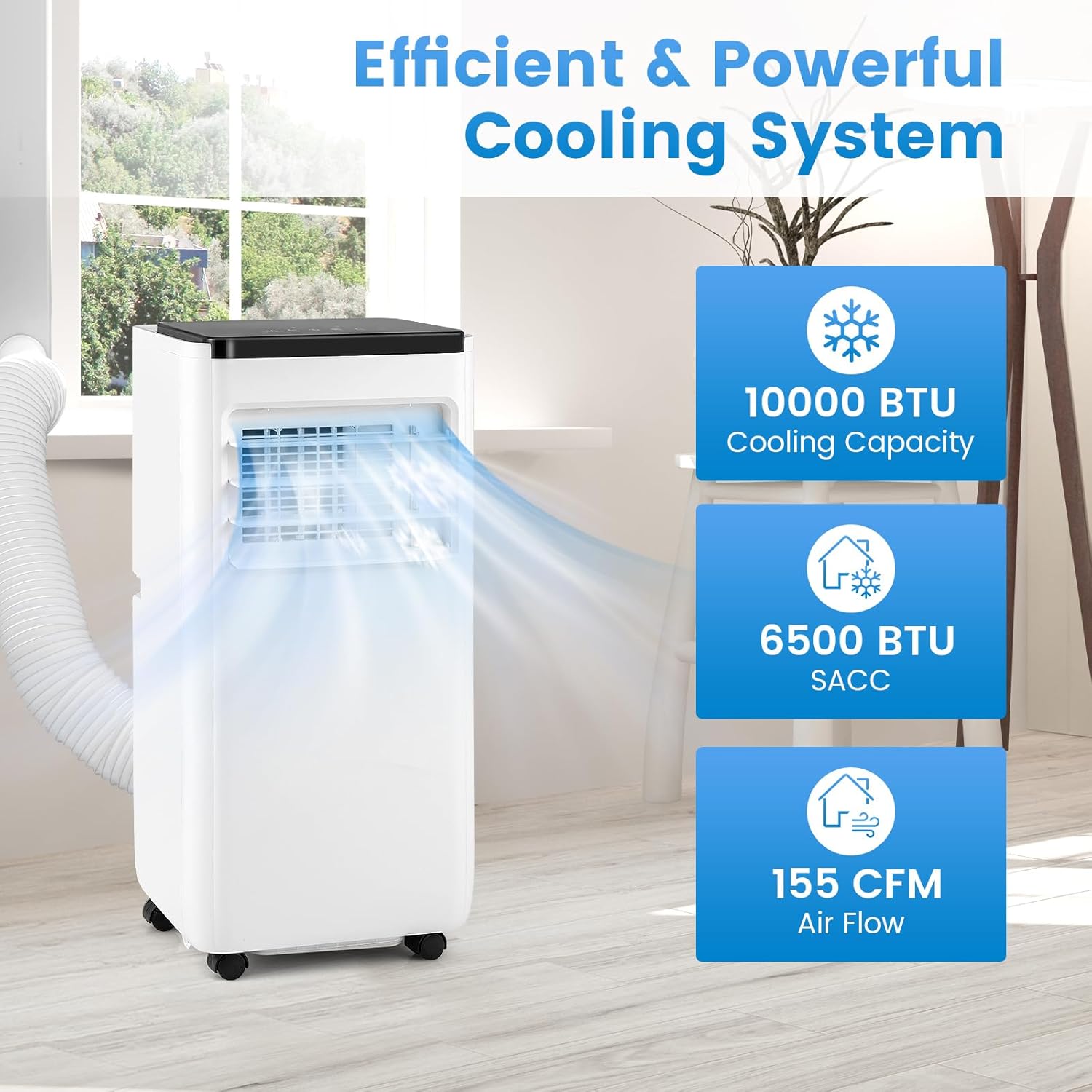 ARLIME 10000 BTU Portable Air Conditioner, Portable Air Cooler w/Remote Control, LED Display, Installation Window Kit, Casters, 1-24H Timer, Child Lock, AC Unit for Rooms Up to 350 Sq.Ft (10000 BTU)