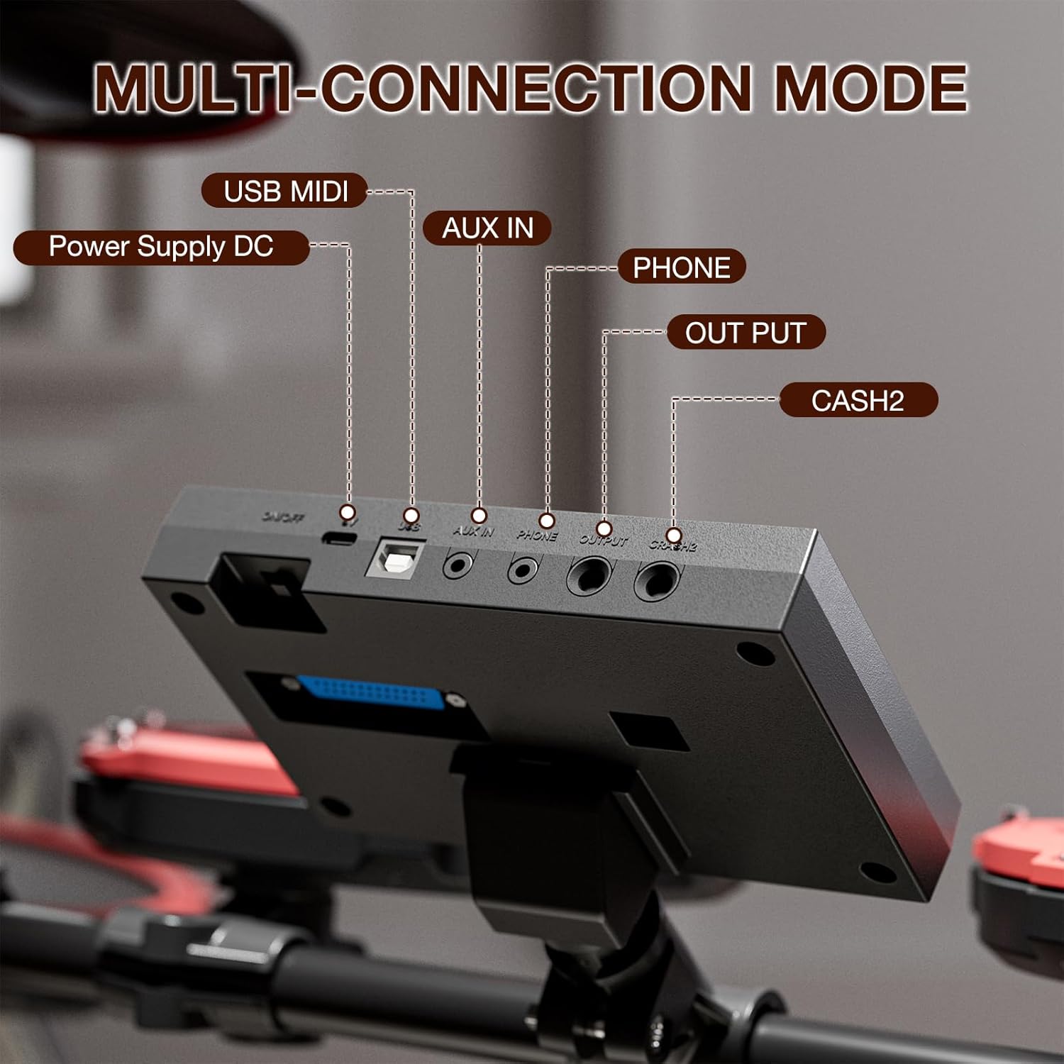 UMOMO UMD-771 Electric Drum Set, Electronic Drum Set With Mesh Electric Drum Pads, 225 Sounds, Drum Sticks, Headphones & Audio Cables, Stable Steel Frame, 15 Drum Kits, for Beginner, Red & Black