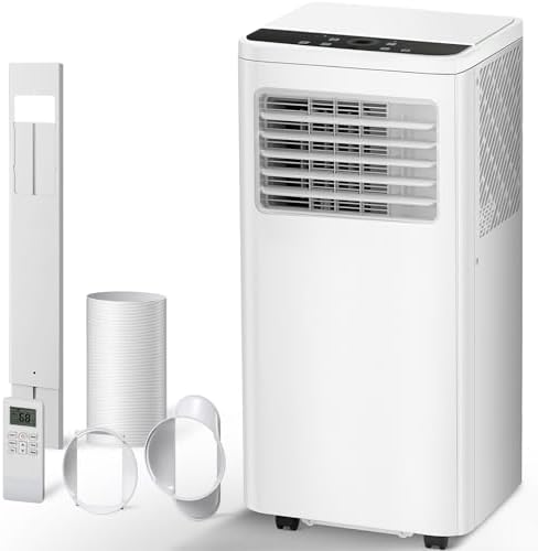 R.W.FLAME 8,000 BTU Portable Air Conditioner, 3-in-1 Portable AC Unit, 4 Modes with 24H Timer/LED Display/Remote Control/Installation Kits for Bedroom/Living Room/Dorm/Office, White
