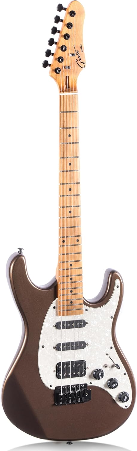 Grote Solid Electric Guitar GSTM-3 Metallic Finish Poplar Body Maple Neck Maple Fretboard (Brown)