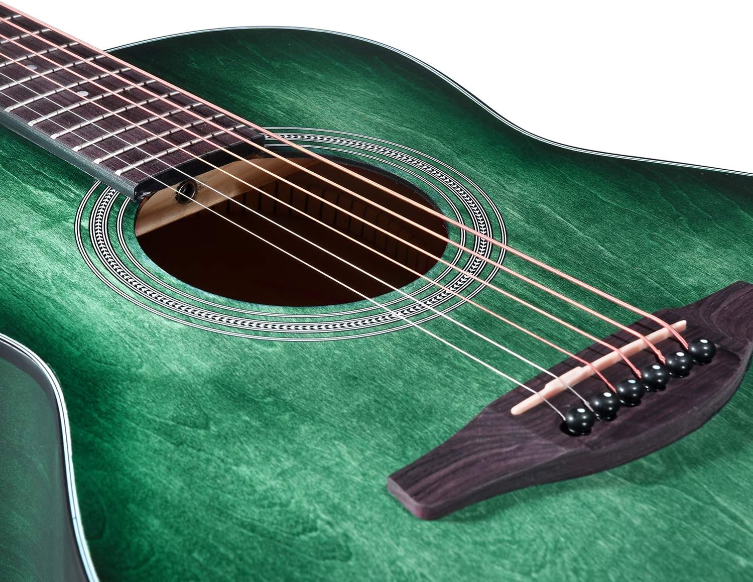 WINZZ HAND RUBBED Series - Left Handed 36 Inches 3/4 Acoustic Acustica Guitar Travel Bundle with Bag, Metronome Tuner, Wall-mounted Hanger, Strap, Picks & Cleaning Cloth, Dark Hunter Green