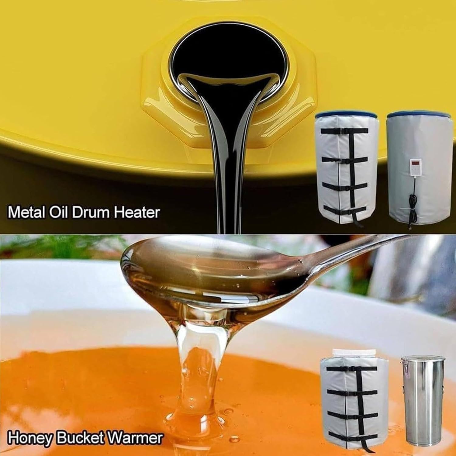 IBC Barrel Heater, Oil Drum Electric Heating Machine, with 0~150℃ Temperature Controller,55 Gallon/275 Gallon Oil Drum Heater Temperature:0~150℃(Black,275Gallon/1000L)