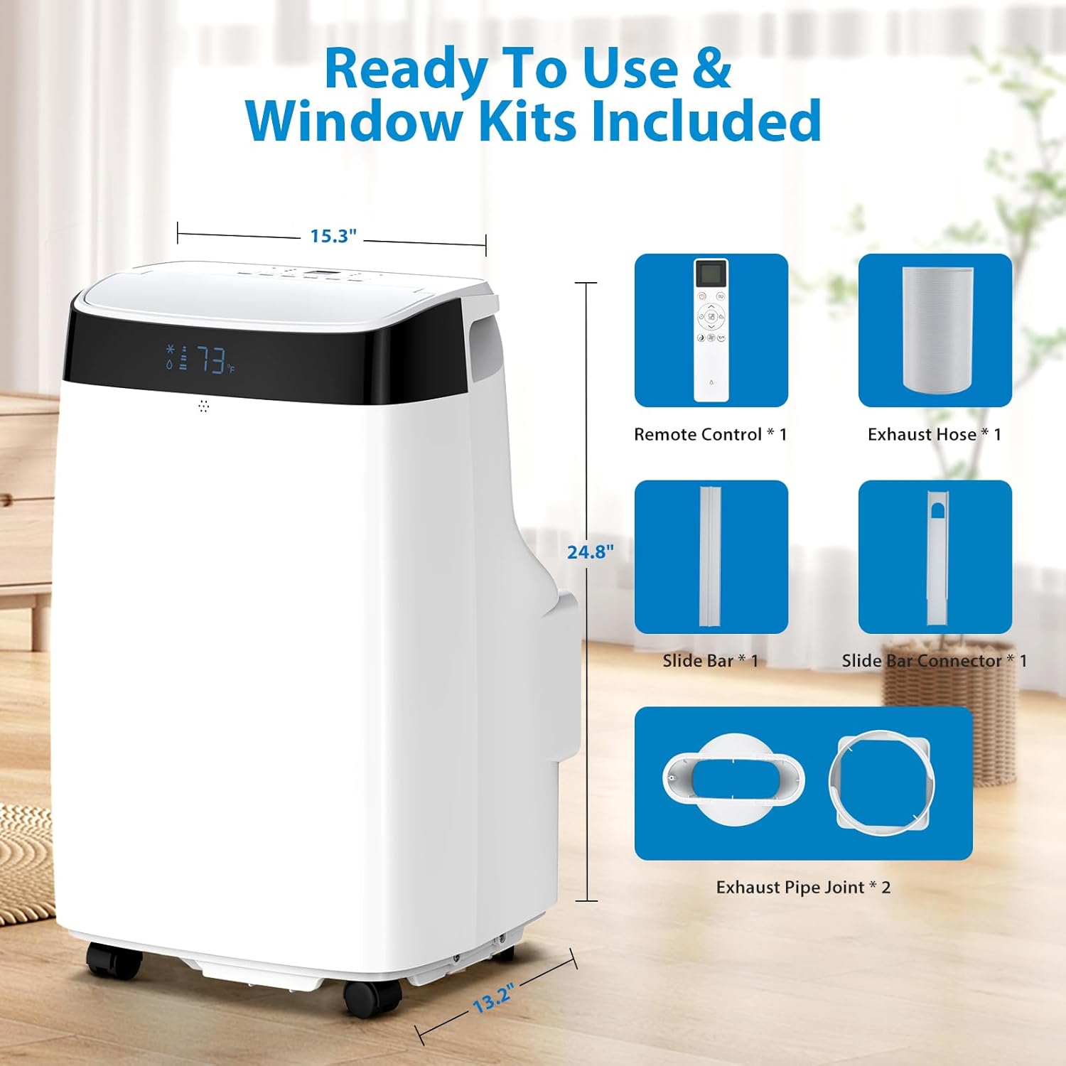 10000BTU Portable Air Conditioners with Remote Control, 3-in-1 Floor Standing AC Unit with Fan & Dehumidifier, Sleep Mode, 3 Speed, Auto Swing, 24H Timer, Cooling for Room Up to 450 Sq. Ft