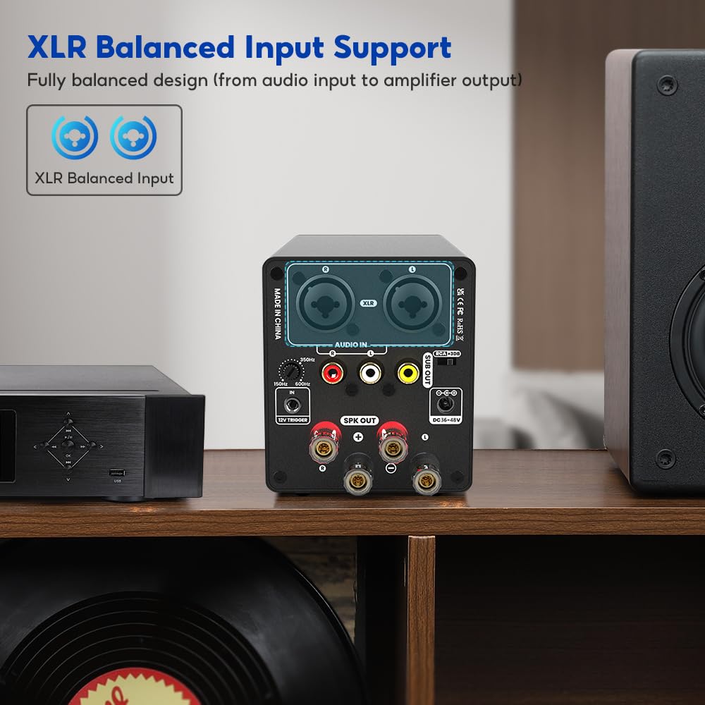 AIYIMA A70 Balanced Stereo Amplifier with PFFB,TPA3255 2 Channel Class D Amp for Desktop Home Theater Bookshelf Speaker,with XLR&RCA Inputs&Trigger Input (A70 + DC48V 5A Power Adapter)