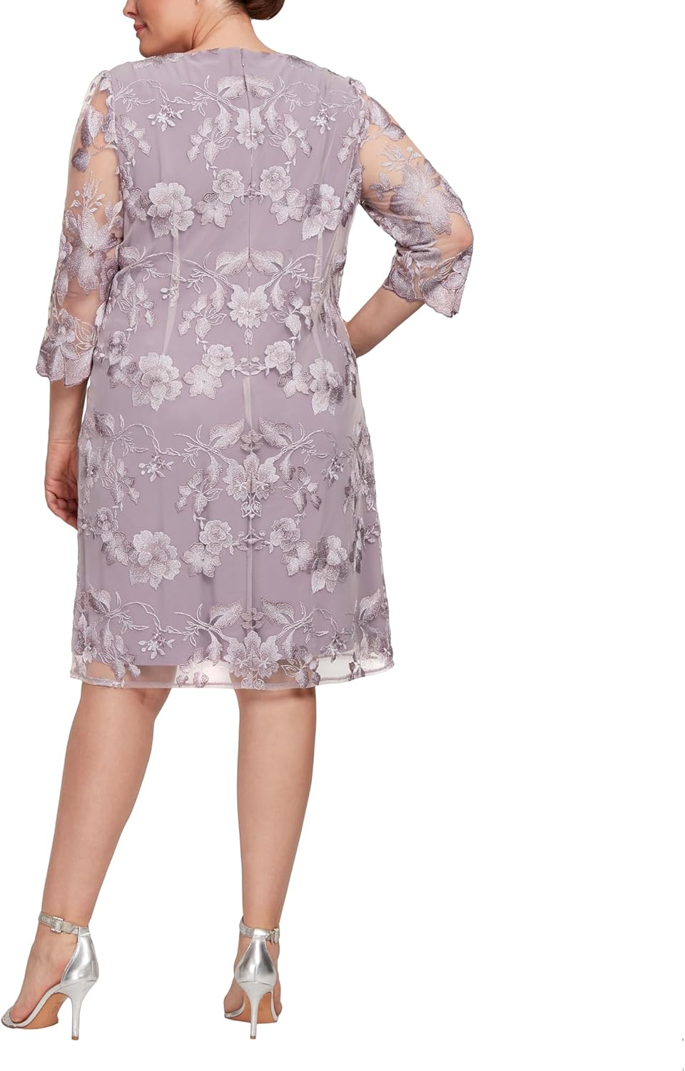 Alex Evenings Womens Plus Size Midi Scoop Neck Shift Dress with Jacket