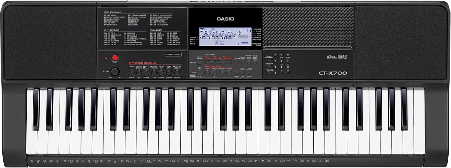 Casio CT-X700 Portable Keyboard Bundle with Adjustable Stand, Bench, Headphones, Sustain Pedal, Power Supply, Instructional DVD, and Austin Bazaar Polishing Cloth