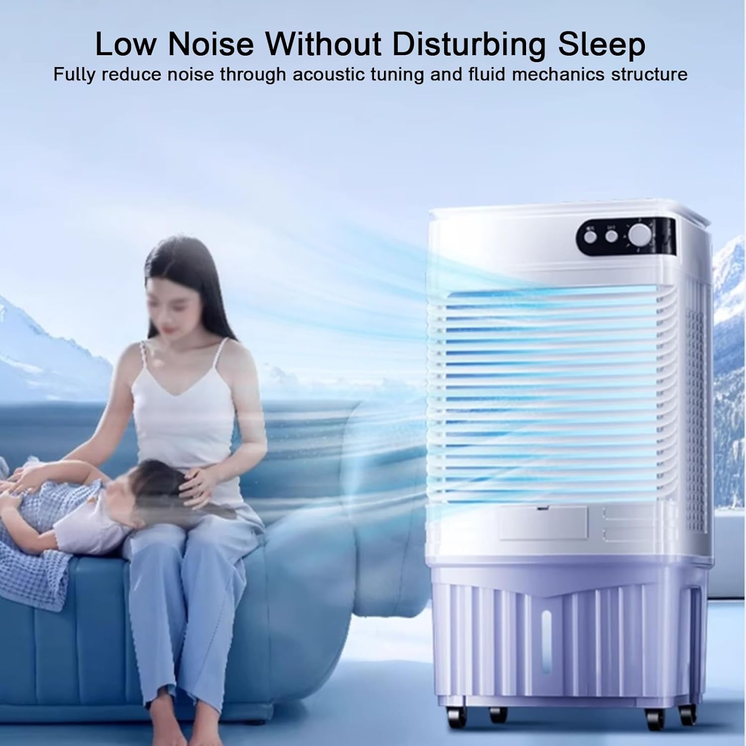Portable Air Conditioners, Room Cooling 4-in-1, 120° Air Supply, Large Capacity Water Tank, Whole House Cooling, Quiet Operation, for Home, Office(80x42x35cm/31x17x14in)