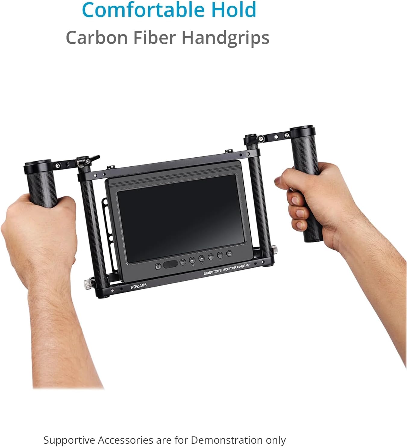 PROAIM Universal 9” Camera Monitor Director Cage for Monitor Upto 9” (Diagonally). Easy Handheld Monitoring – Dual Handles, C-Stand & Other Accessory Mounting Option. Padded Neck Strap (P-DMC-59)