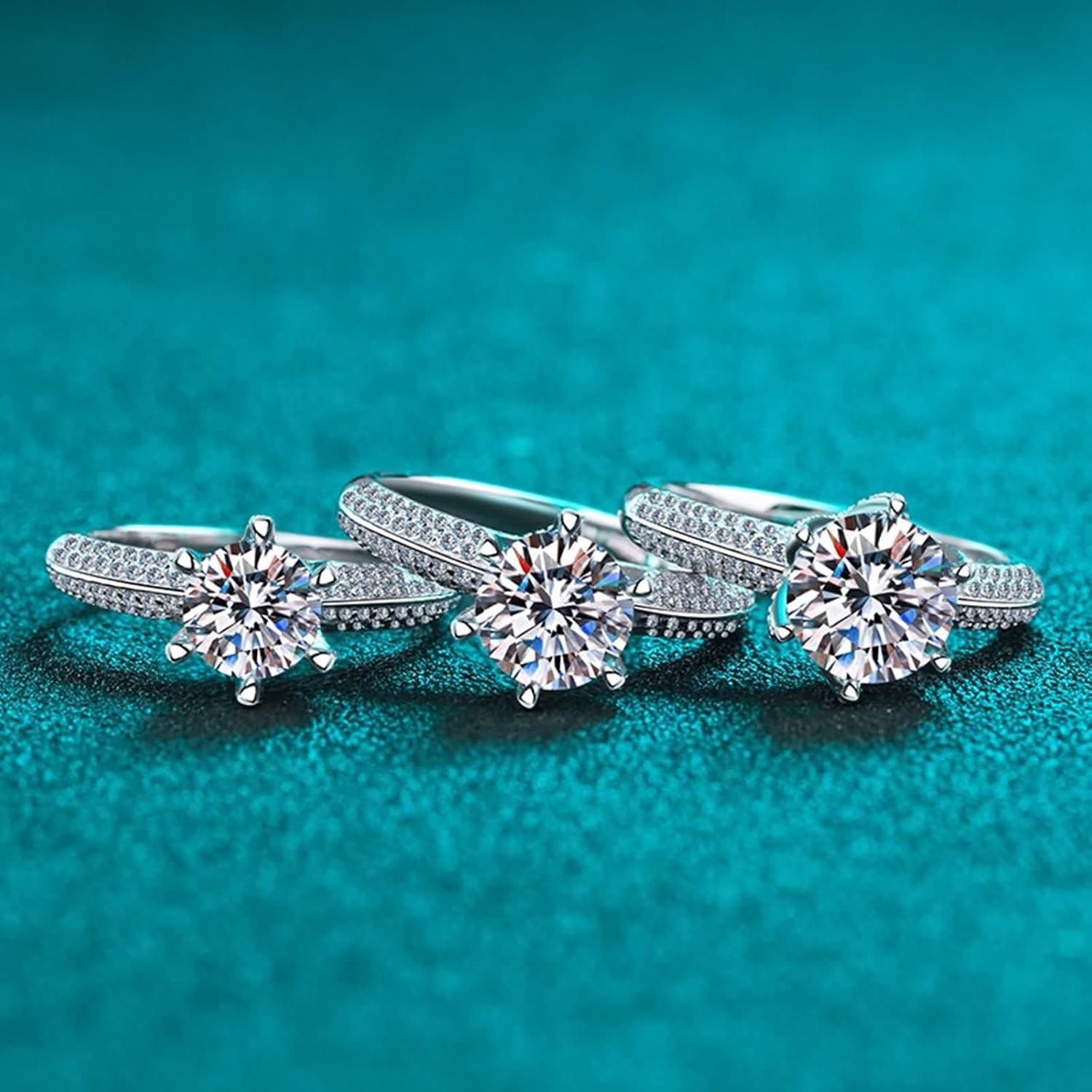 Lab Grown Diamond Wedding Ring for Women, Promise Ring 14K/18K White Gold 6 Prong Silver Fashion Jewelry for Wife Size 4-10