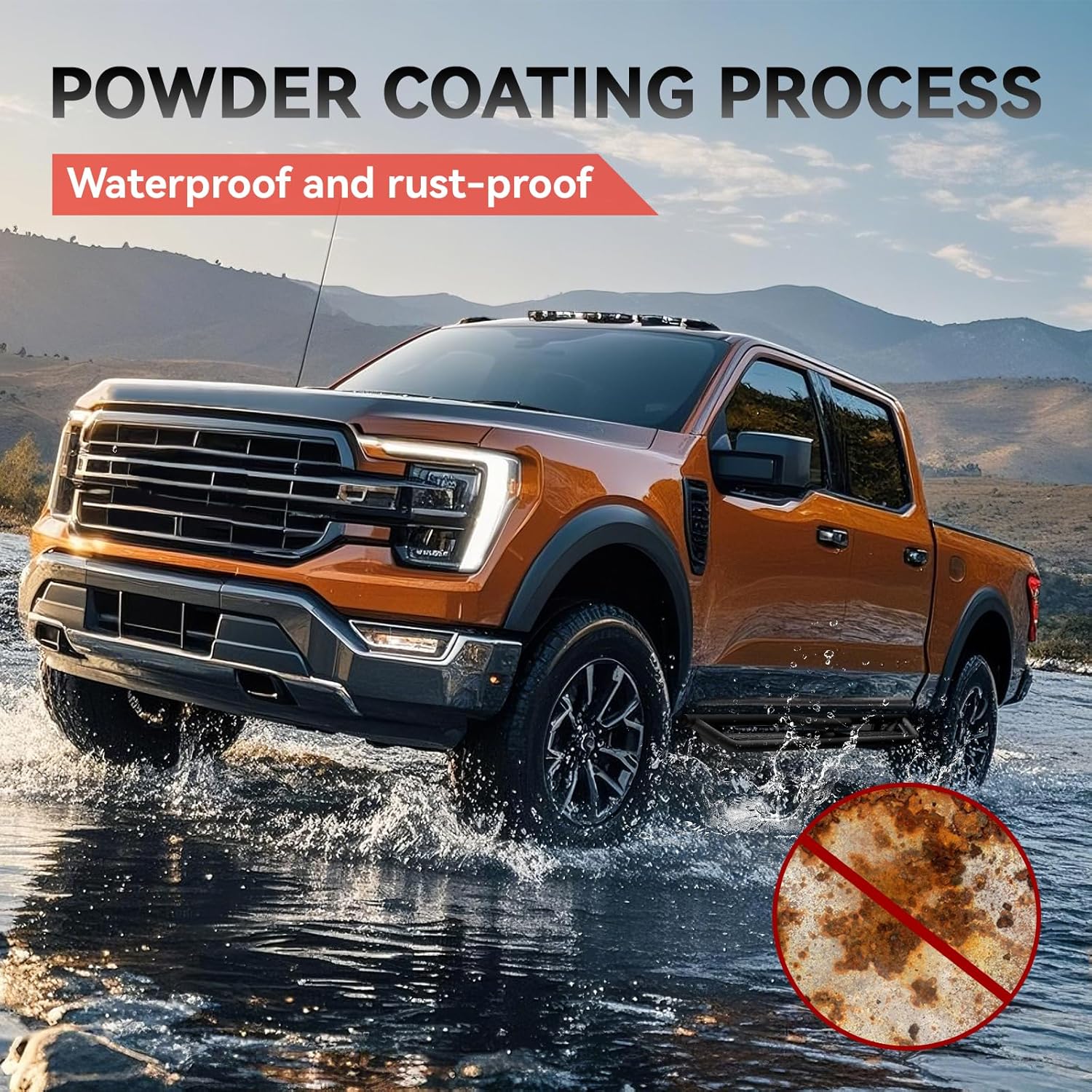 Running Boards for 2021-2025 Ford Bronco 4 Doors SUV, Side Steps Accessories,Black Carbon Steel Nerf Bars, Pair Running Boards