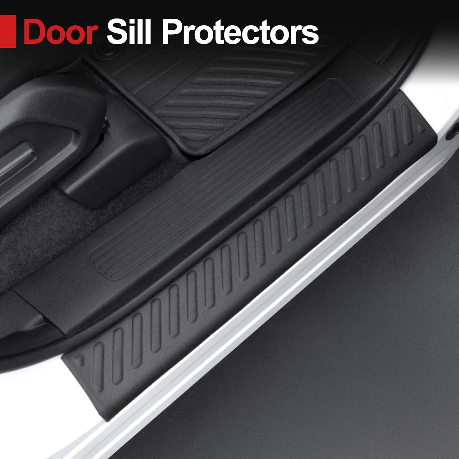 Floor Mats for 2023-2025 2026 Honda Pilot, Cargo Mat with Backrest Mat All Weather TPE Cargo Liner Replacement Protection for 2025 Honda Pilot Accessories Door Sill Guards