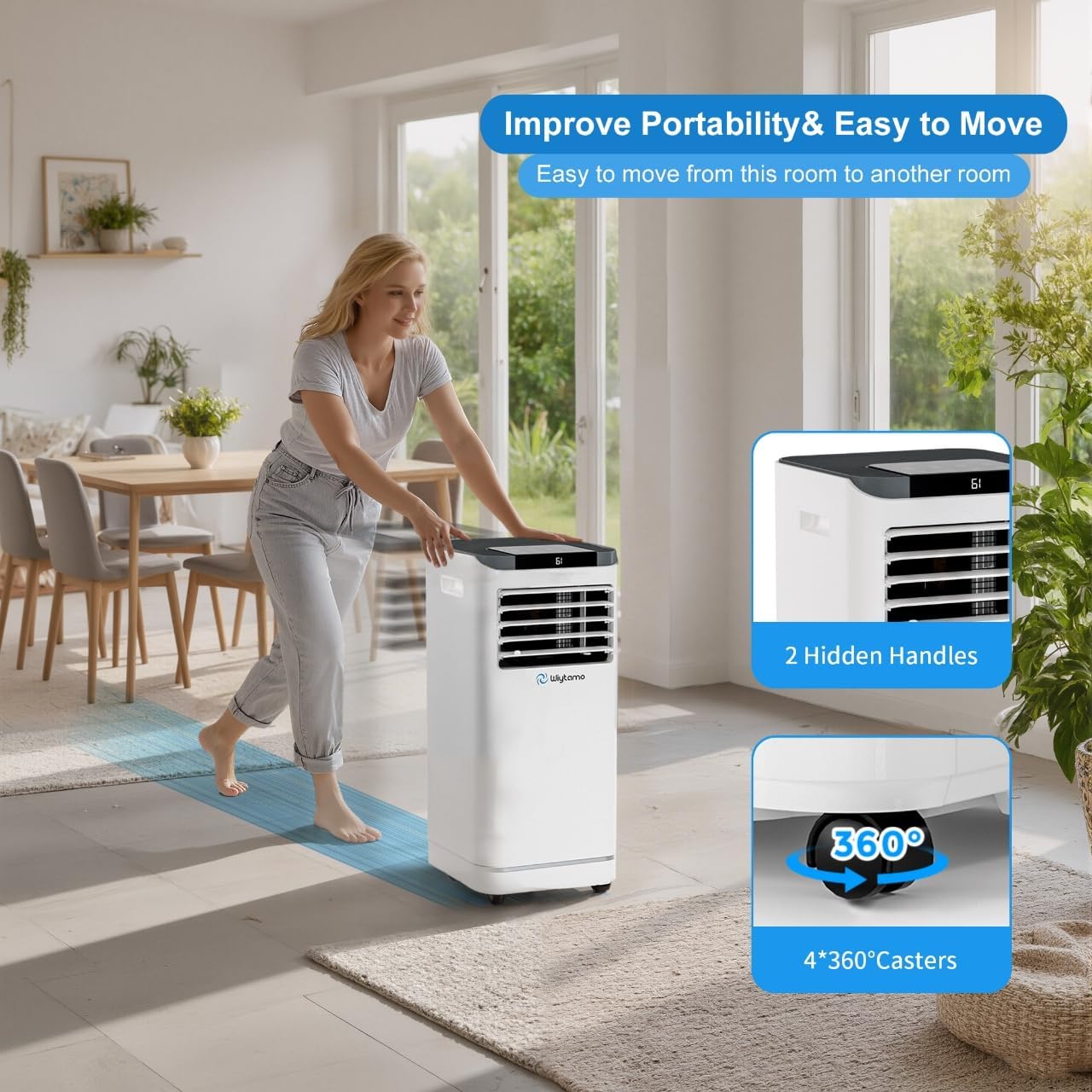 10,000 BTU Portable Air Conditioners for 450 Sq.Ft, 4-in-1 Room Air Conditioner with Cooling, Heating, Dehumidifier, Fan, Remote, Sleep Mode, Child Lock, 24H Timer, Self-Evaporating Portable AC Unit