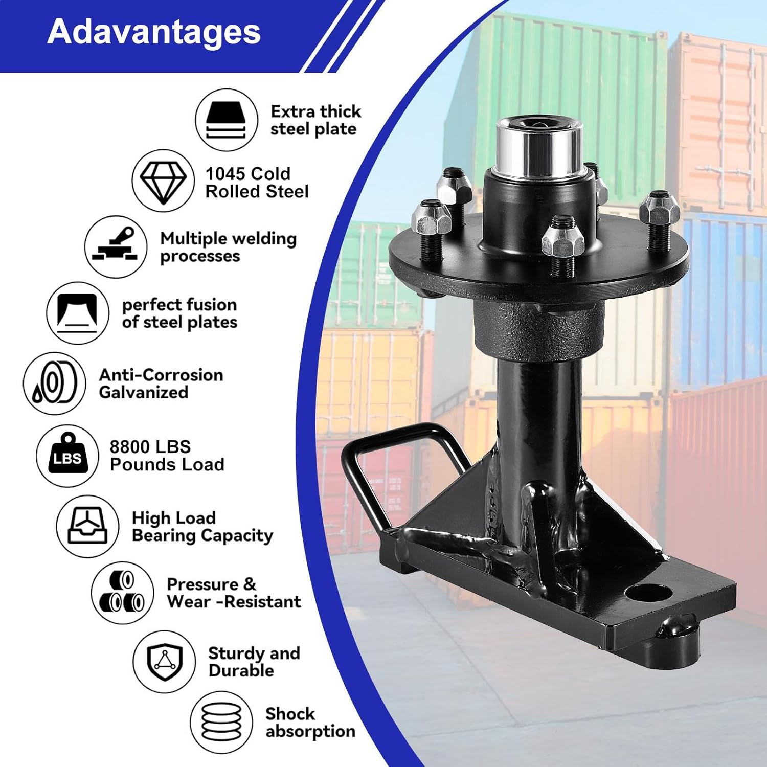 2 Pack Shipping Container Wheel Kit 5-Lug Bolt Fits Up to 20-40Ft Heavy-Duty Shipping Container Accessories Loads Up to 8800LBs Containers Moving Tools,Fully Assembled(5x5.5 Lug)