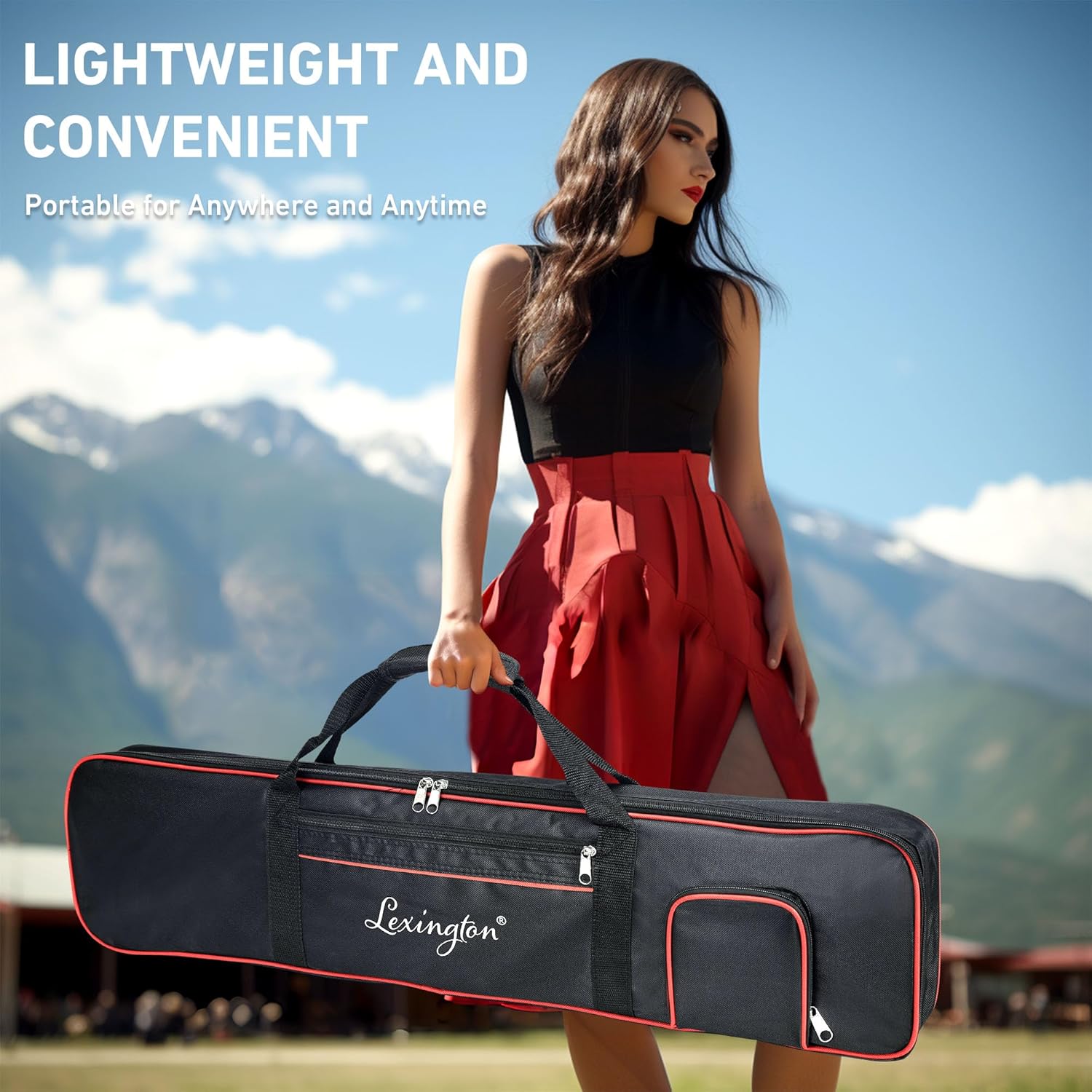 Lexington 61 Key Keyboard Piano, Complete Electronic Piano Keyboard Set for Beginners Adults, Portable Music Keyboard with Lighted Keys, Teaching Modes, Stand, Case, Microphone (Black)