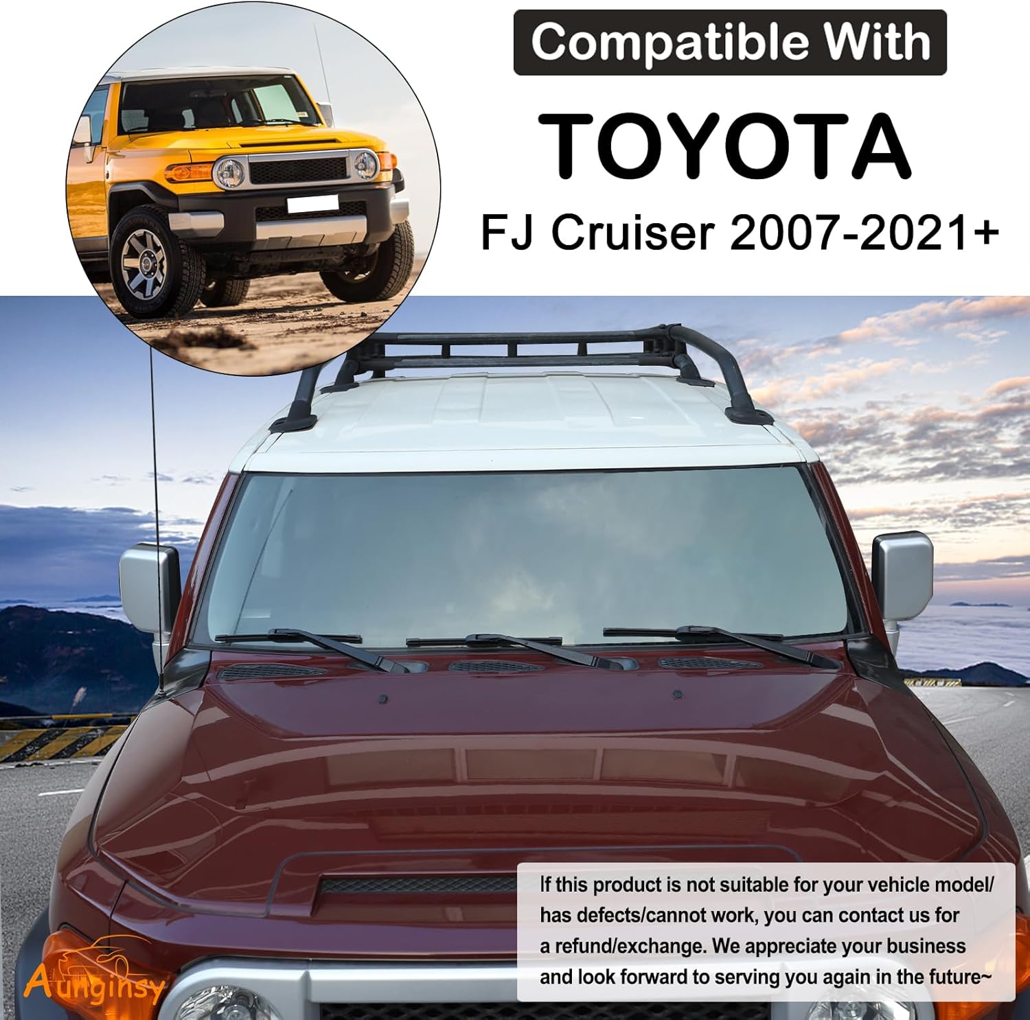 Aunginsy Hood Side Body Armor Outer Cowling Cover Trim Compatible with Toyota FJ Cruiser 2007-2024 Car Hood Left Right Side Body Armor Corner Guard Engine Side Corner Guard Replacement Kit Accessories