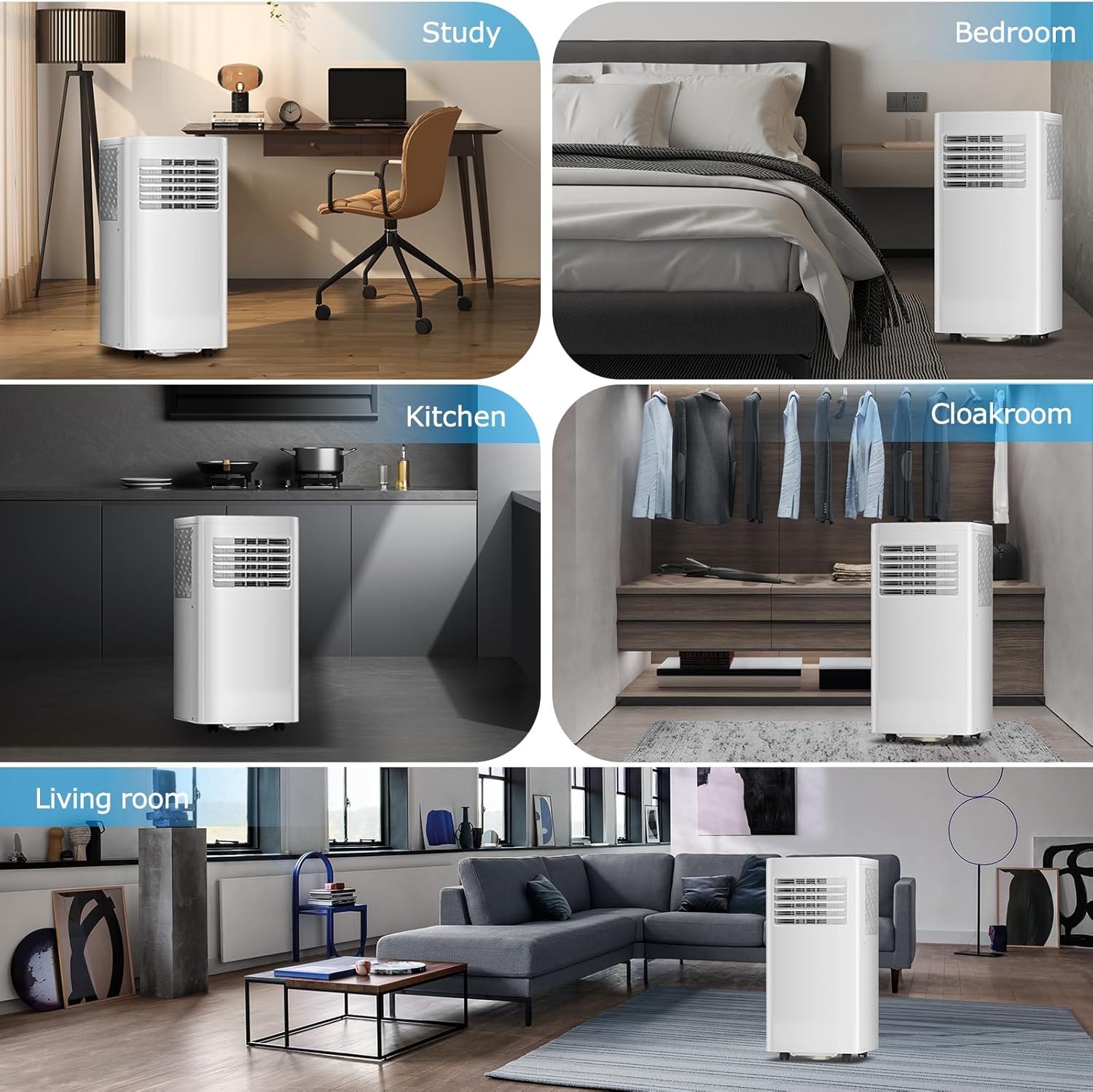 3-in-1 Portable Air Conditioners，10000BTU Portable AC Units Cools 450 Sq.Ft. with 24H Timer Remote Control，Easy Install Kit for Bedroom, Office, Dorm