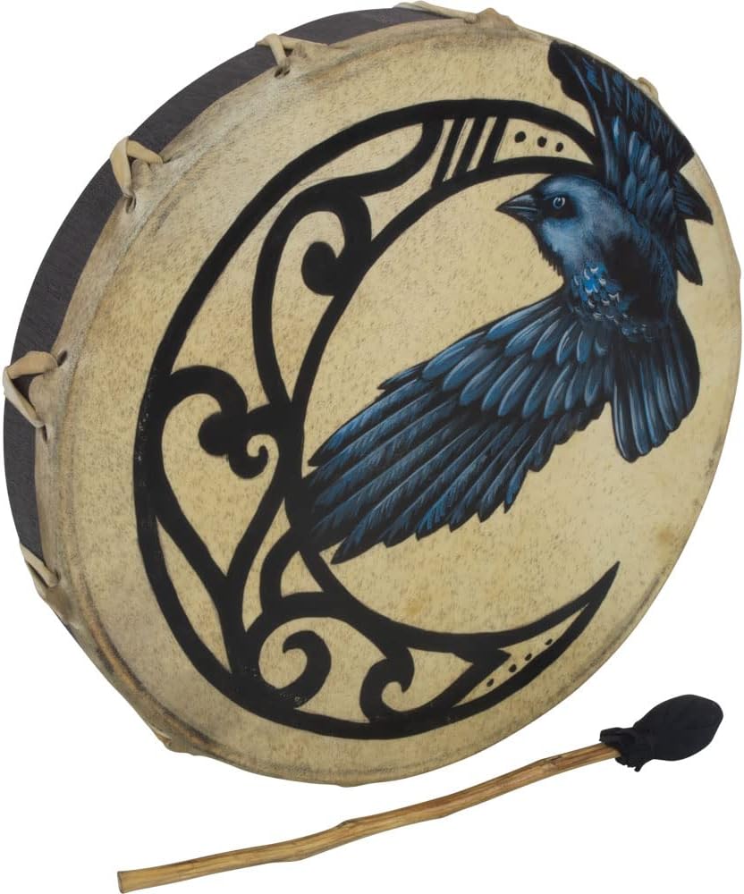 Ceremonial Frame Drum - Moon & Raven, 12