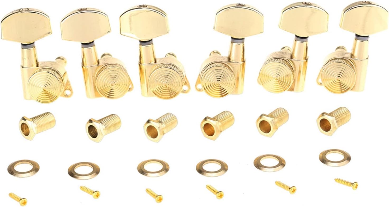 FLFL Guitar String Tuning Pegs Gold 3R3L 19:1 Ratio Locking Tuners Tuning Pegs Machines Heads Set for Electric Or Acoustic Guitar