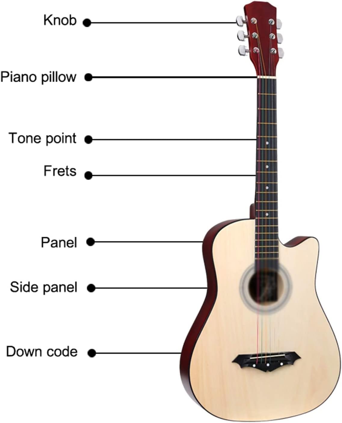 Full Size Guitar 38 Inches 6 String The Sound is Crisp Edging Cut Corner Basswood Panel Men and Women Student Exercise Wood Guitar Beginner Acoustic Guitar Starter Package Student G