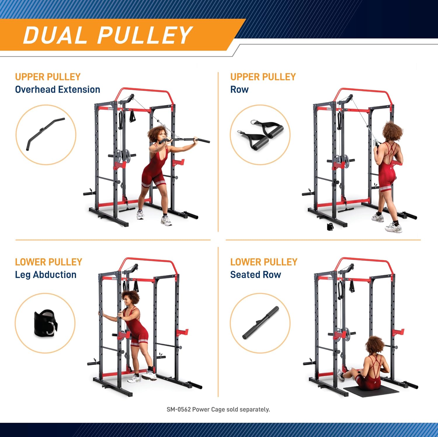 Marcy Power Cage with Pull-Up Bar,Adjustable Bar Catches,Olympic Standard Weight Plate,Accessories Build Your Own Home Gym with Optional Dual Pulley Trolley System for Body Exercise,Strength Training