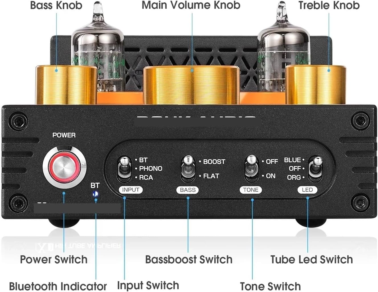 HiFi GE5654 Tube Amplifier Stereo 5.0 Receiver Amplifier MM Phono Power Amplifier for Turntable X-HD 160W+160W