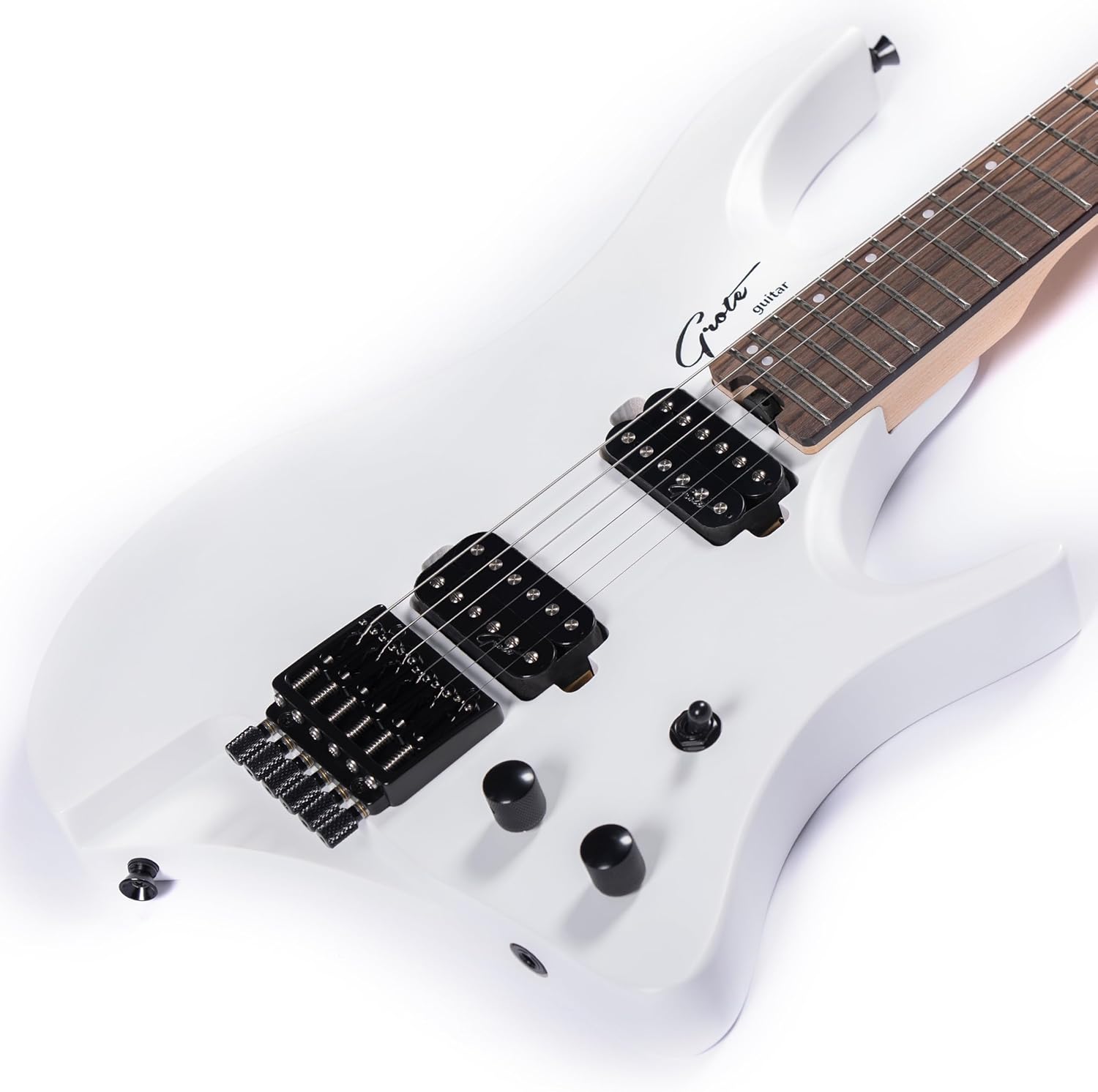 Grote Headless Electric Guitar Solid Mahogany Body Canadian Maple Neck Model GRHL-03 (White)