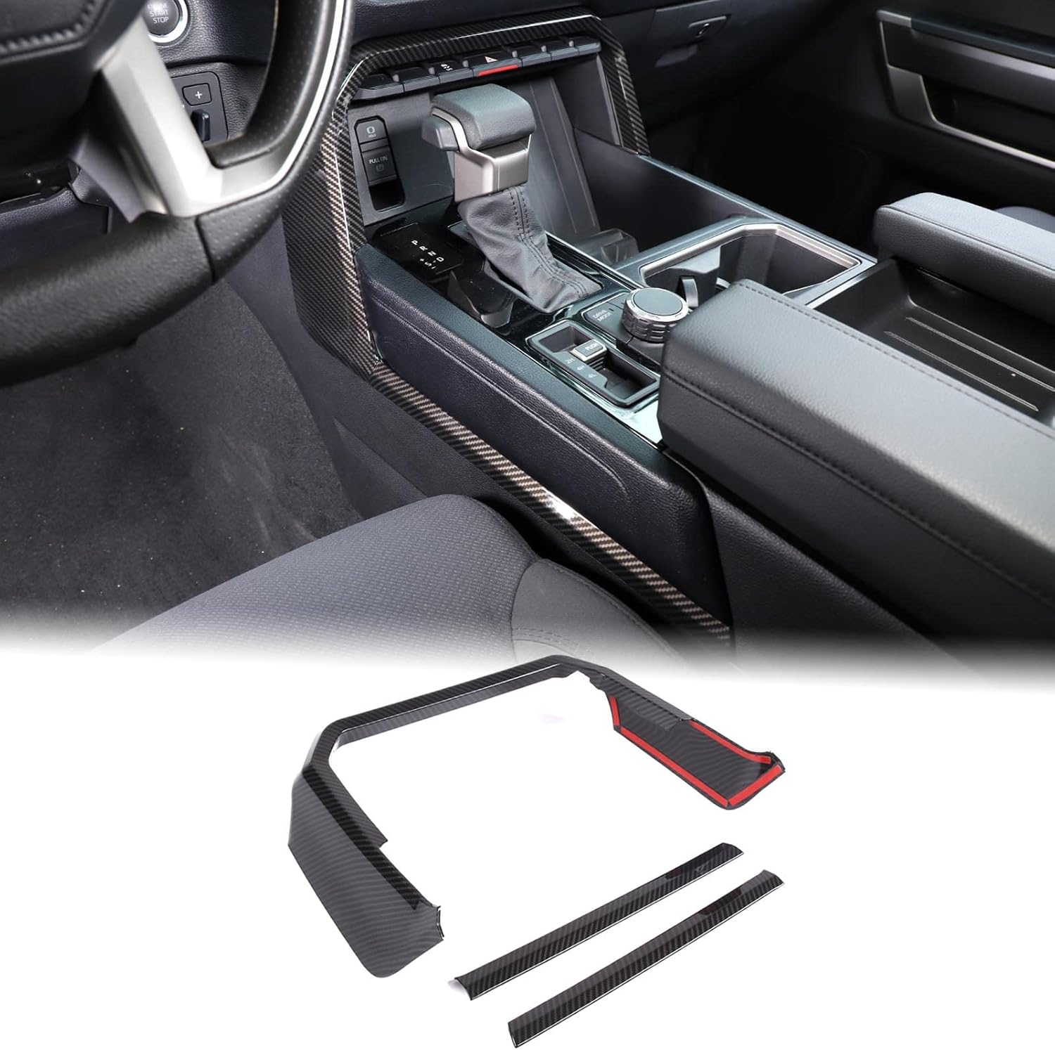 Aunginsy Center Console Gear Box Shift Panel Frame Trim Cover Compatible with Toyota Tundra/Sequoia 2022-2025 Car Central Control Gear Shifter Box Side Panel Protect Strip Decorative Cover Accessories