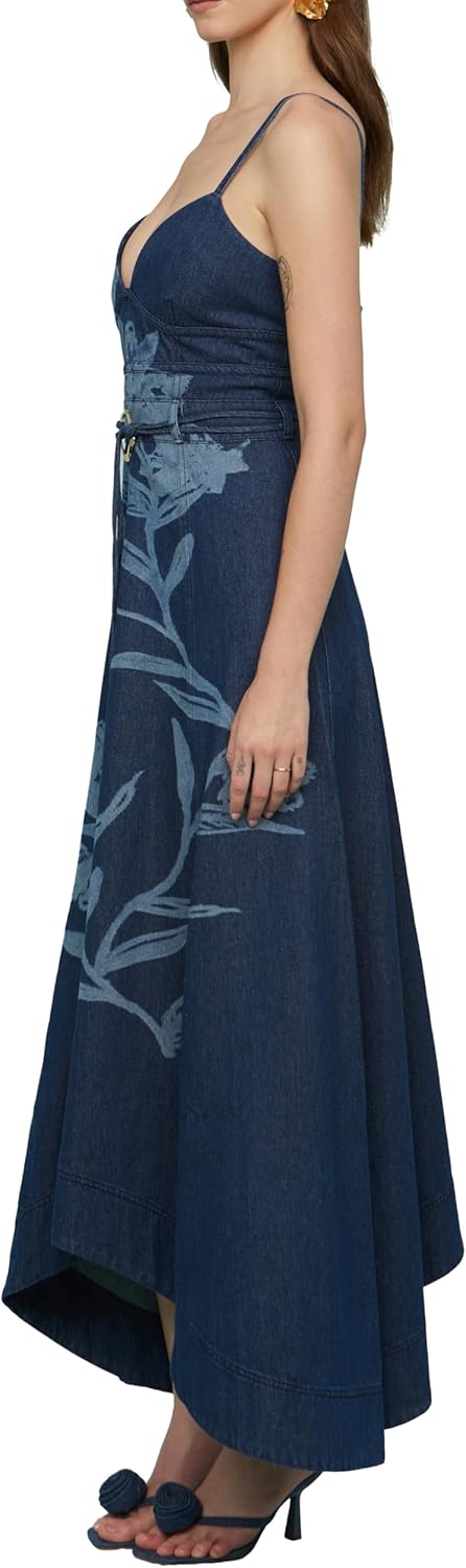 AMUR Women's Dana Printed Denim Midi Dress