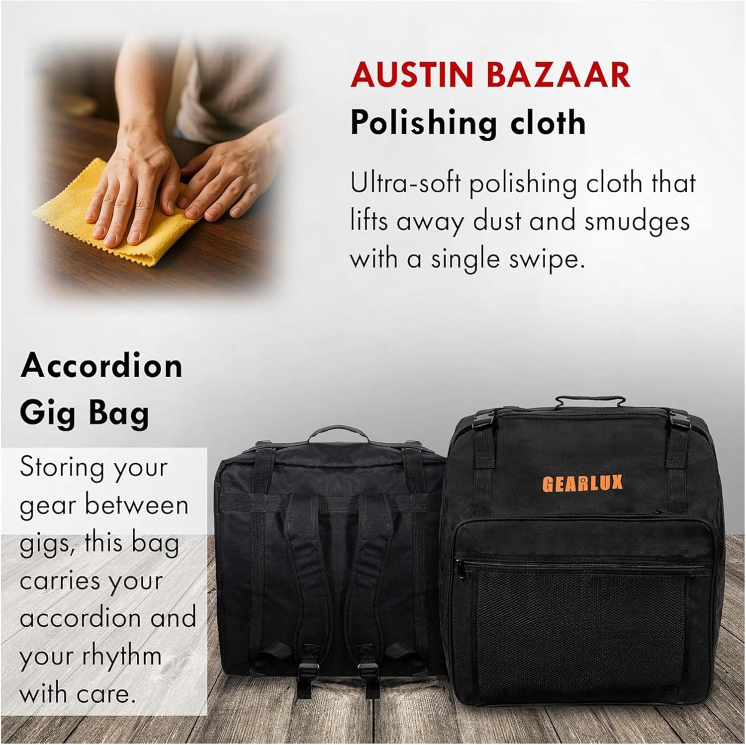 Hohner Panther Diatonic Accordion - Keys G/C/F Bundle with Gig Bag and Austin Bazaar Polishing Cloth