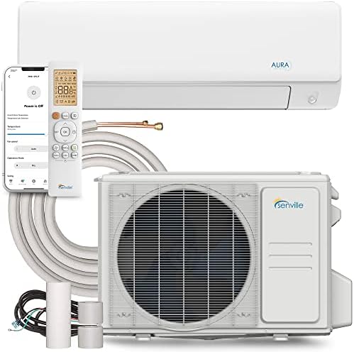 Senville AURA Series Mini Split Air Conditioner Inverter Heat Pump, 9000 BTU, Works with Alexa, Energy Star, White