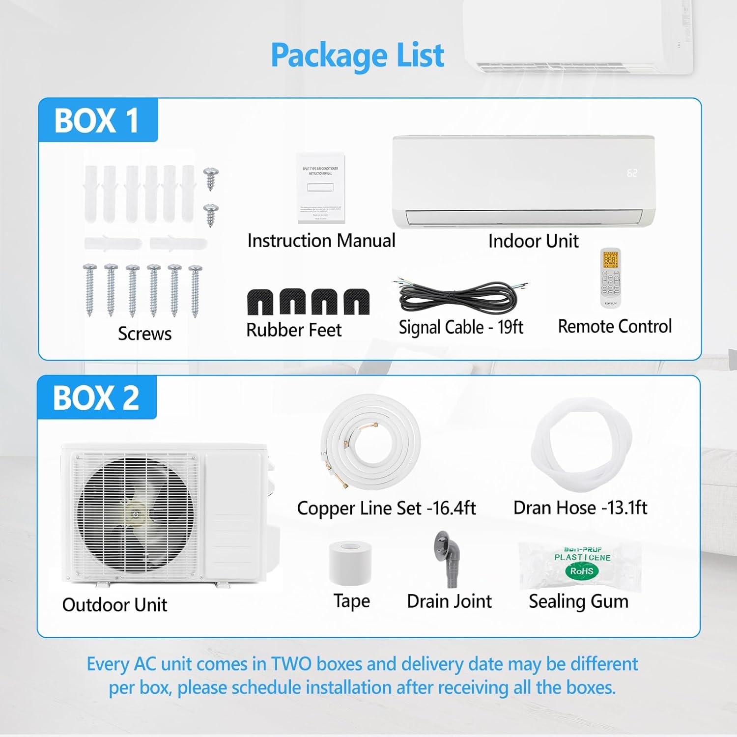 Bonnlo 12000 BTU Mini Split Air Conditioner & Heater, 21 SEER2 230V Inverter Ductless Wall AC Unit for Rooms up to 550 Sq. Ft with Pre-Charged Condenser, Heat Pump & Installation Kit (White)