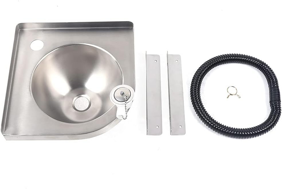 Triangular Stainless Steel Sink,Bathroom Sink Wall Mount Corner Small Sink,Corner Sink Mini Vanity Space Kitchen Sink Basin for Kitchen Bathroom Lavatory, Single Bowl Sin,with Faucet -Small