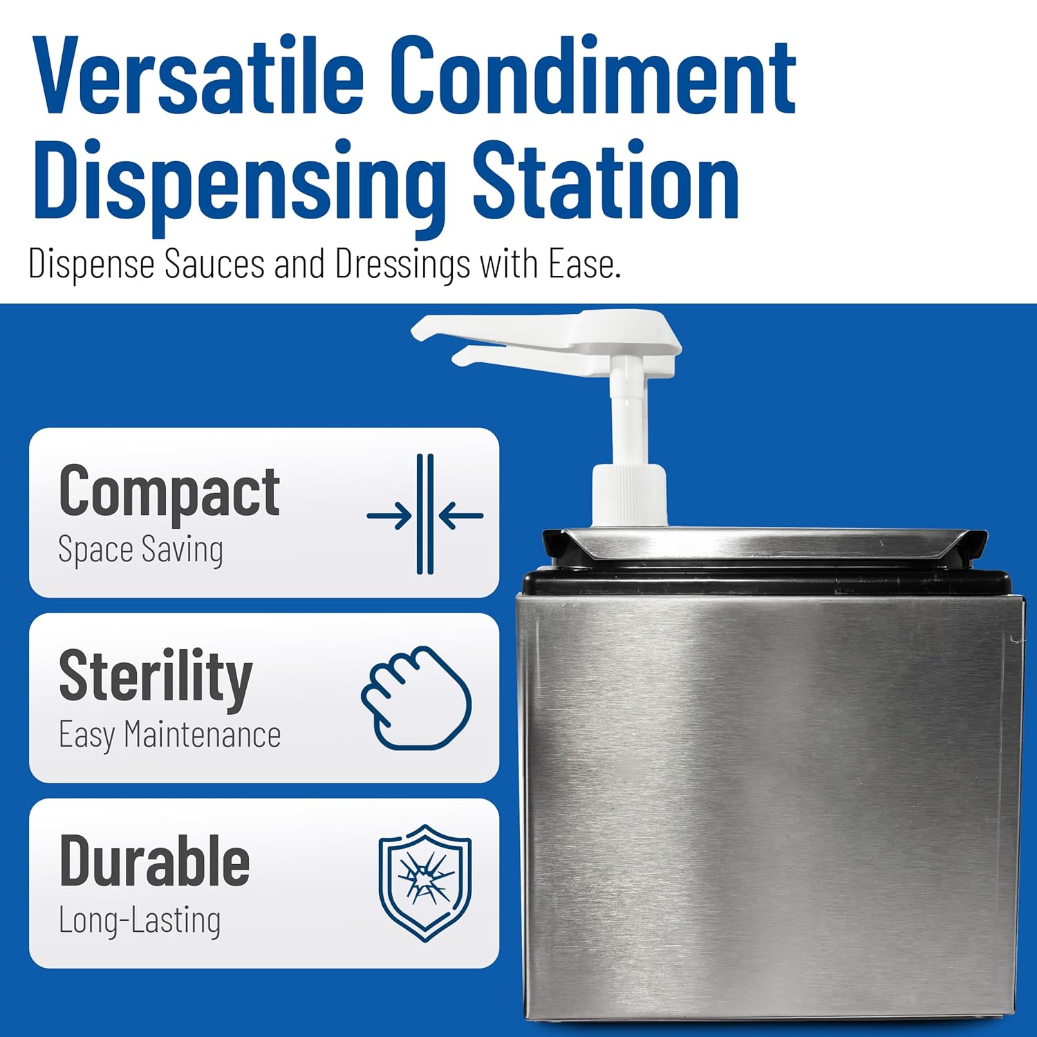 Carlisle FoodService Products Condiment Rail Condiment Center with 2 Standard Pumps for Gas Stations, Restaurants, And Fast Food, Stainless Steel, 9.63 x 7.75 x 10.75 Inches, Silver