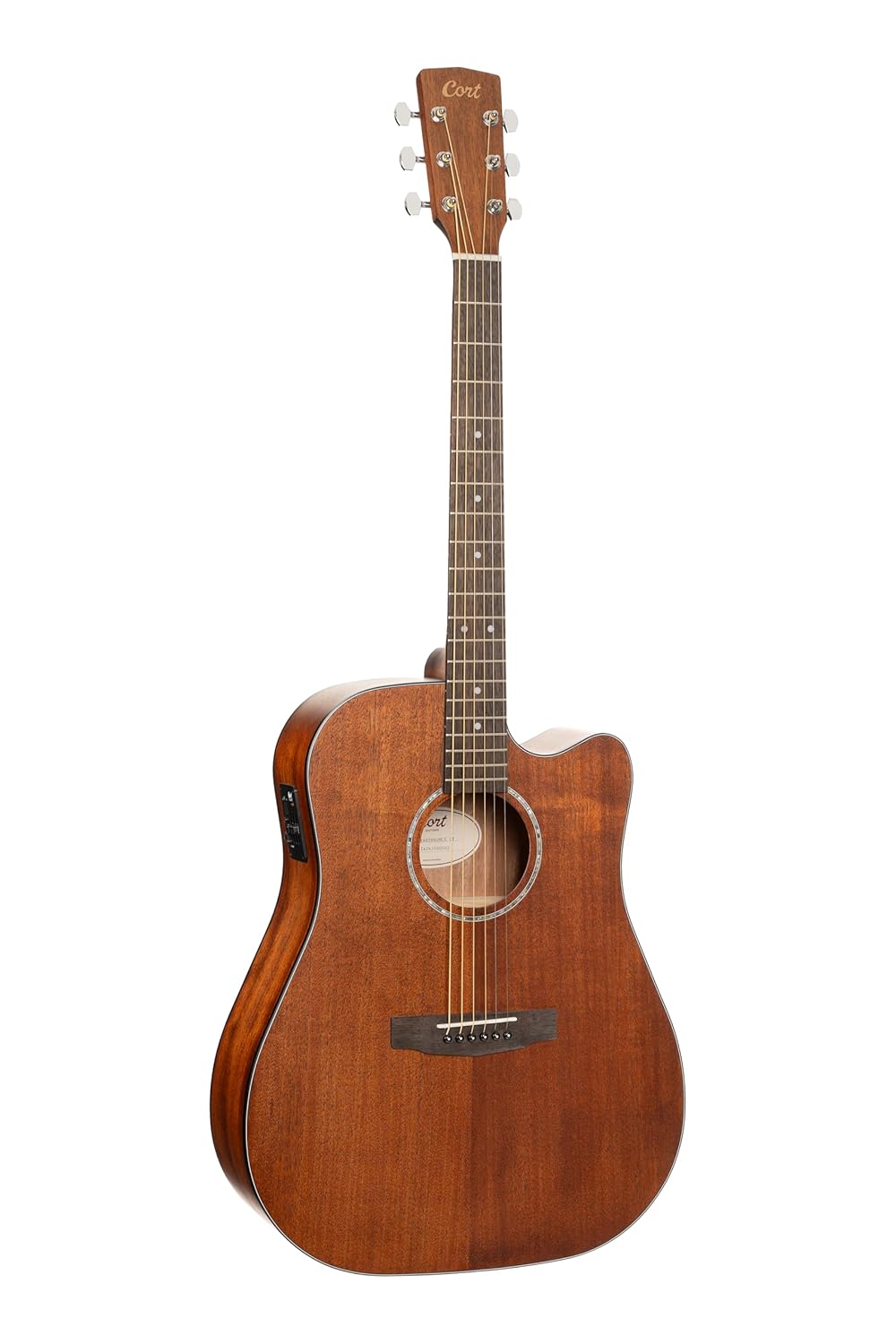 Cort EARTH60MCEOP Earth 60 Mahogany Solid Dreadnought Acoustic Electric Guitar, Open Pore