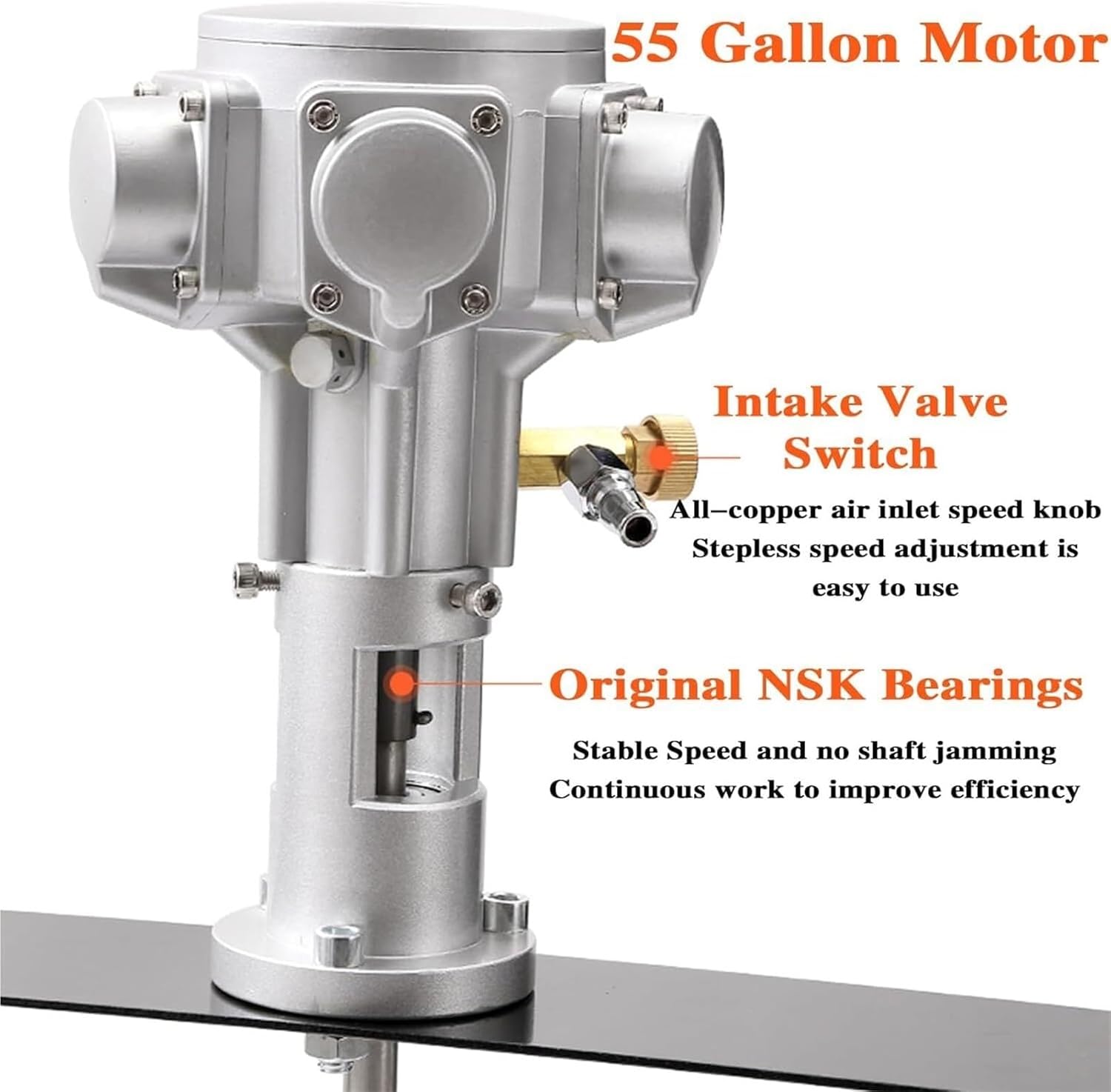 Pneumatic Paint Mixer, 55 Gallon Tank Barrel Clip Bracket Air Agitator, Automatic Stirring Machine, Paint Mix Tool for Industrial Barrel Ink Coating(Aluminum Alloy Blade)