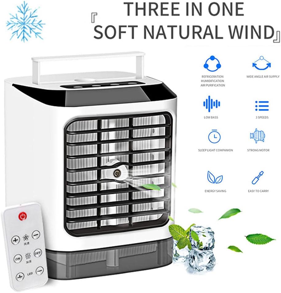 3 in 1 Mini Air Conditioner Fan Portable Mini Air Conditioner Desktop Moisturizing Sprayer Three-speed Adjustable USB Fan-White