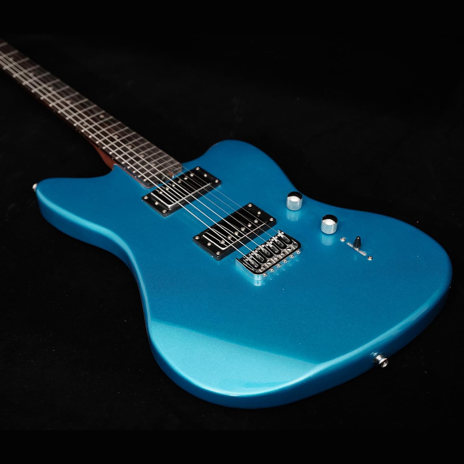 KGD Jazzmaster Mahogany Solid Body Electric Guitar,Roasted Maple Neck and Rosewood fingerboard,Bone Nut,6-String H-H Guitar,Professional/Full Size/Electric Guitars for Adults