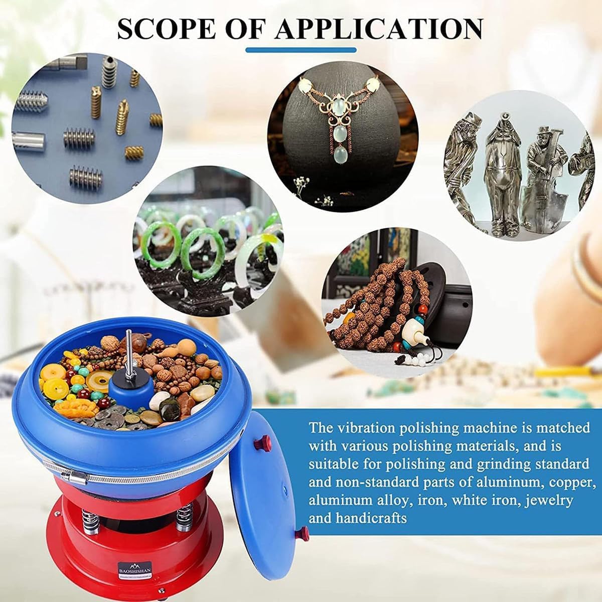 Rock Polisher Small Vibration Polishing Machine, Vibration Grinder, Metal Deburring Machine gem Faceting Machine for Jewelry, Agate, Jade