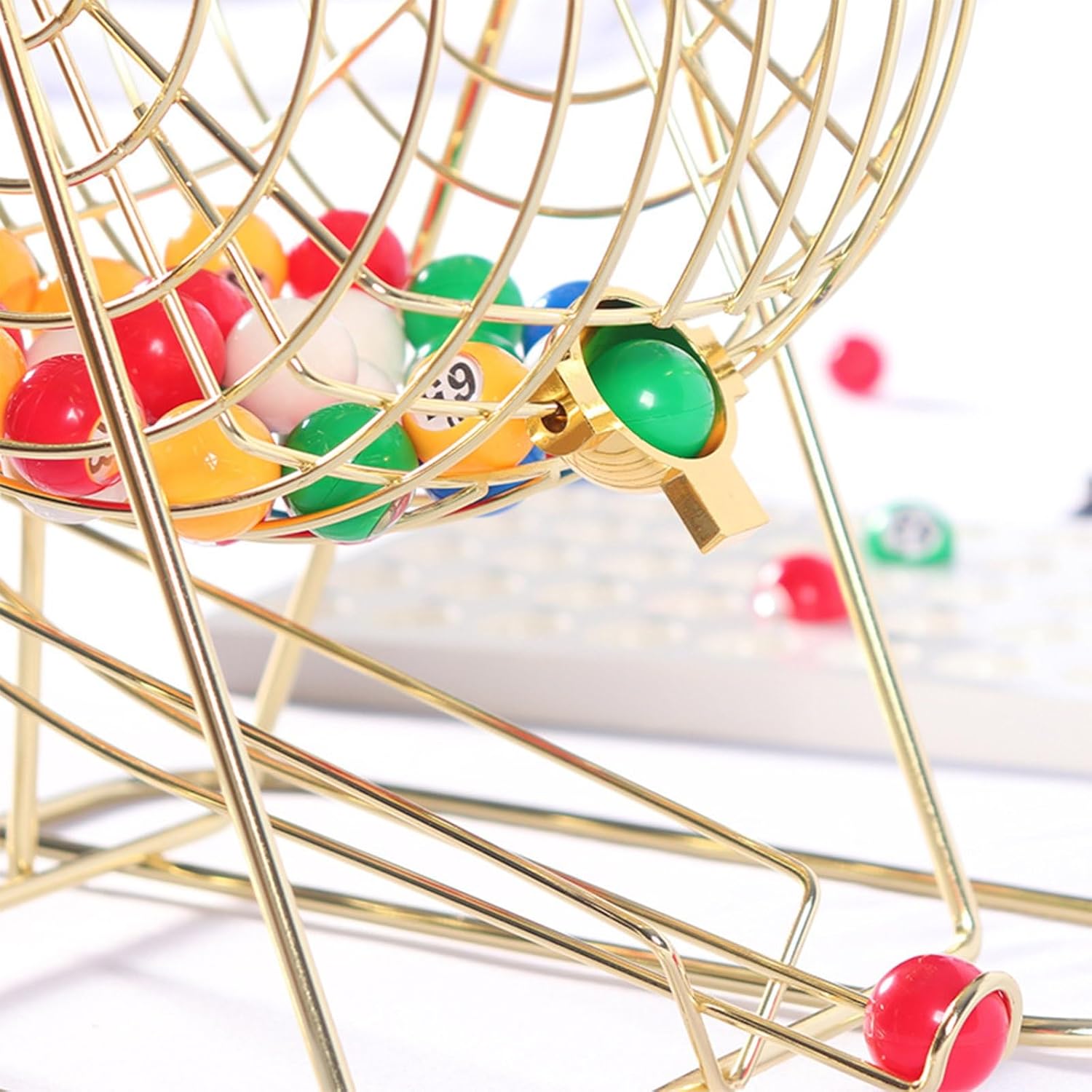 OVARIA Manual Lottery Drawing Machine, Lottery Machine Bingo Cage, Metal Raffle Drum Spin Selector with 50/100 Number Balls(100 Yellow Balls)