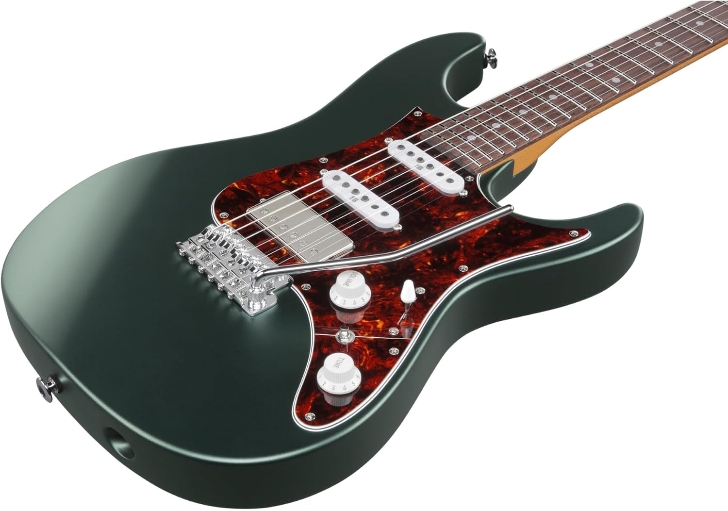 Ibanez AZ2204 Prestige 6-String Right-Handed Electric Guitar with Alder Body and Oval C S-Tech Wood Roasted Maple Neck (Ivy Green Metallic Flat)