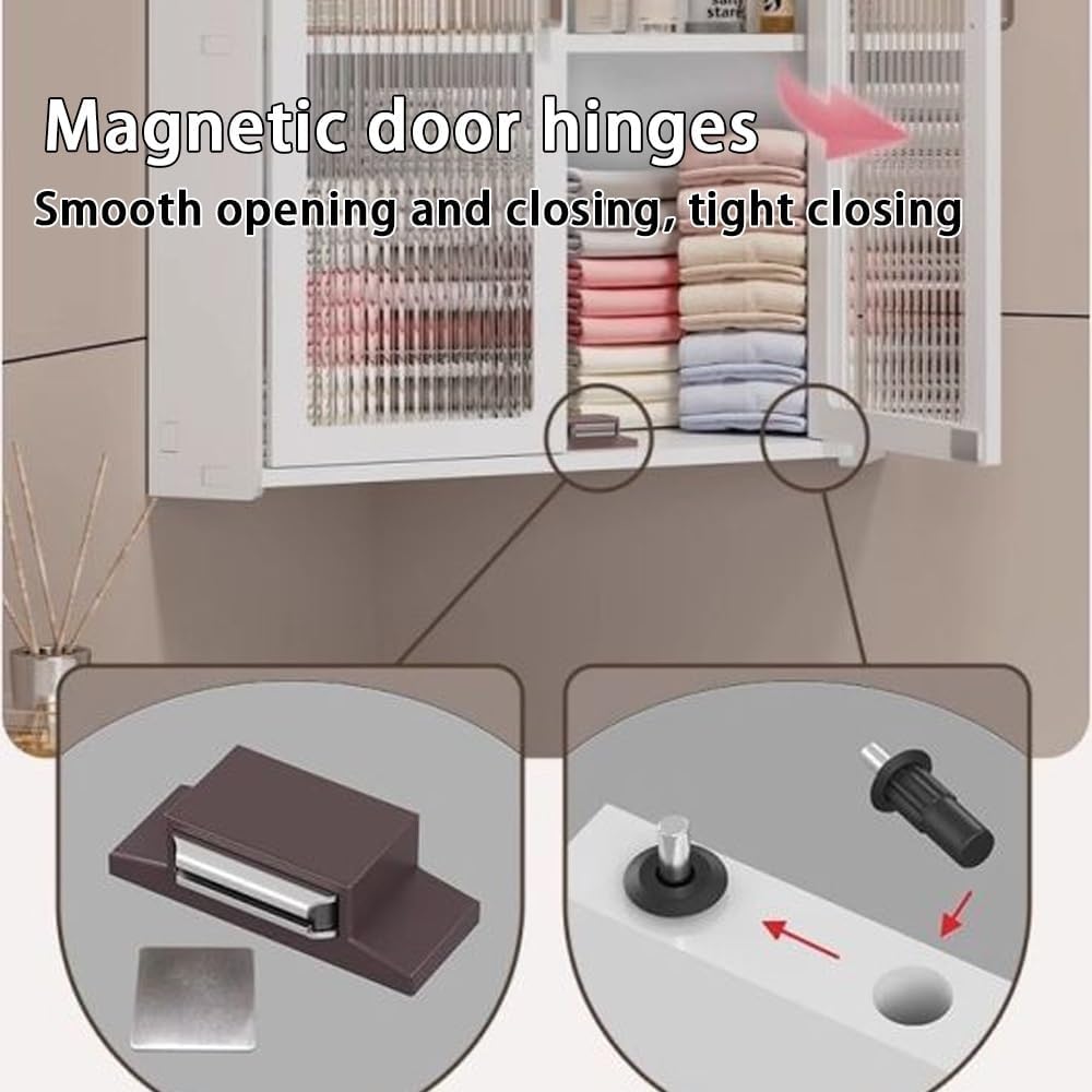 3-Tier Wall Mounted Bathroom Organizer, Hanging Storage Cabinet with Acrylic Doors, Modern Minimalist Floating Shelves, Stylish Corner Shelf for Kitchen, Bathroom(30cm-11.8in)